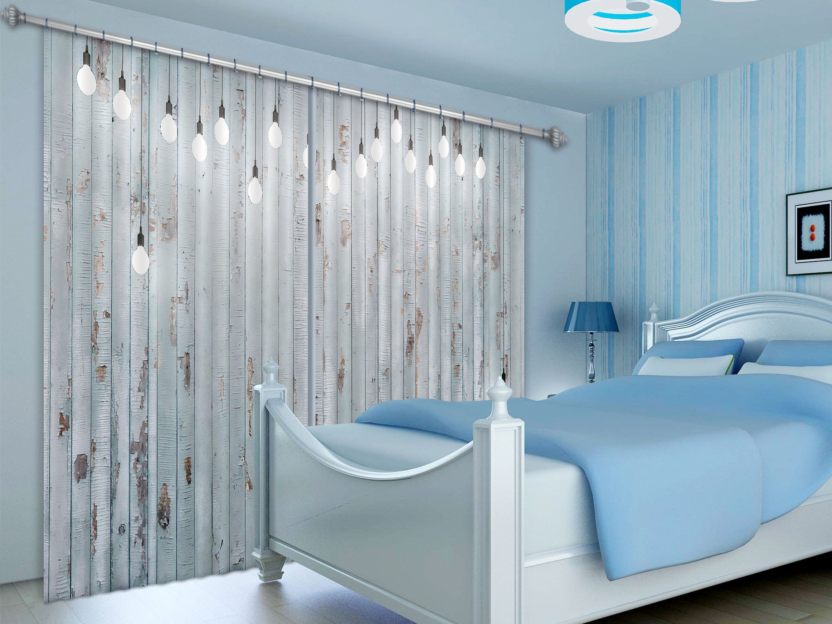 3D Board Light Bulb 5 Curtains Drapes Curtains AJ Creativity Home