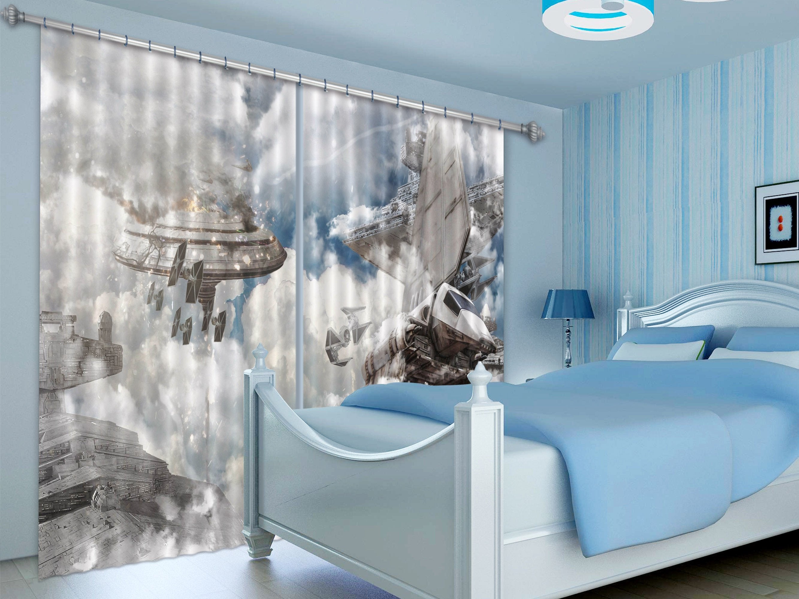 3D Spacecraft Explosion 388 Curtains Drapes Wallpaper AJ Wallpaper
