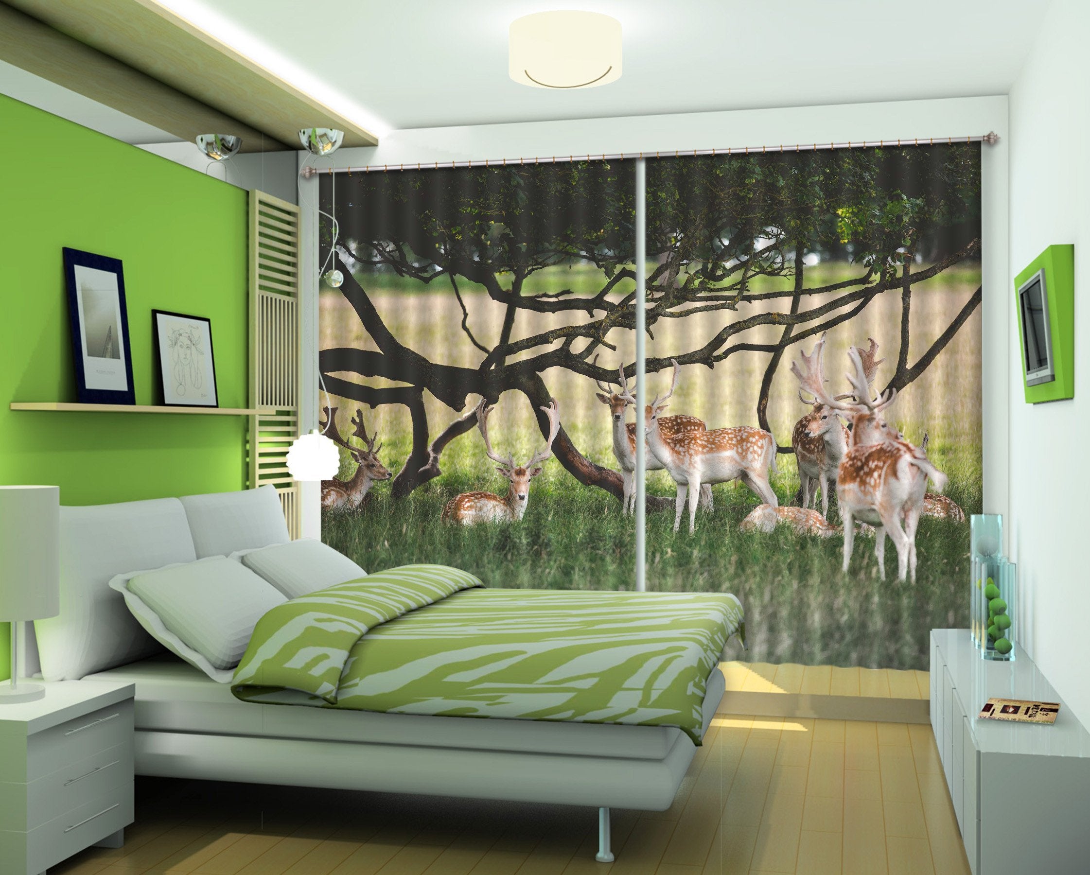 3D Lawn Animals 417 Curtains Drapes Wallpaper AJ Wallpaper