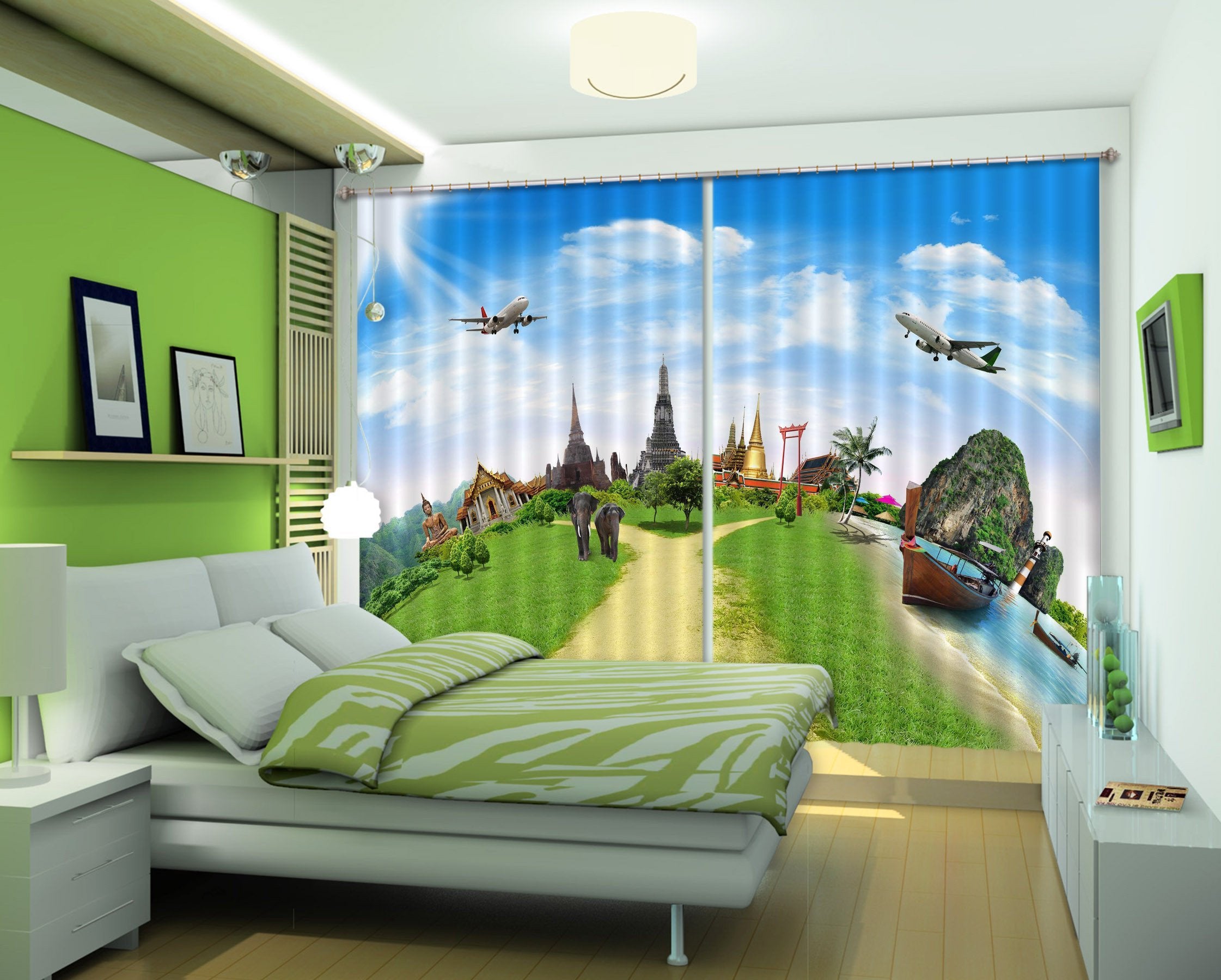3D World Scenic Spots 470 Curtains Drapes Wallpaper AJ Wallpaper