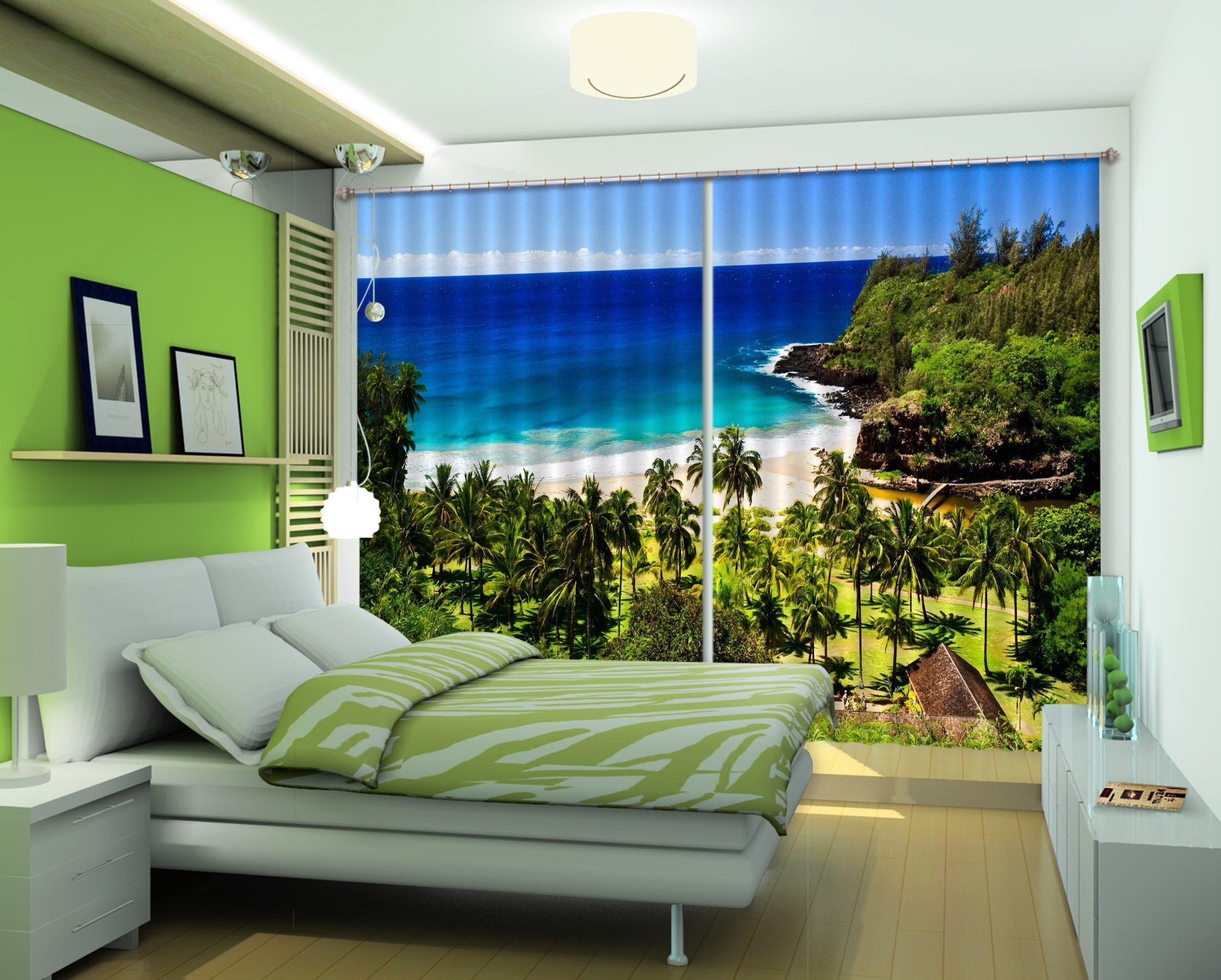 3D Seaside Scenery Curtains Drapes Wallpaper AJ Wallpaper