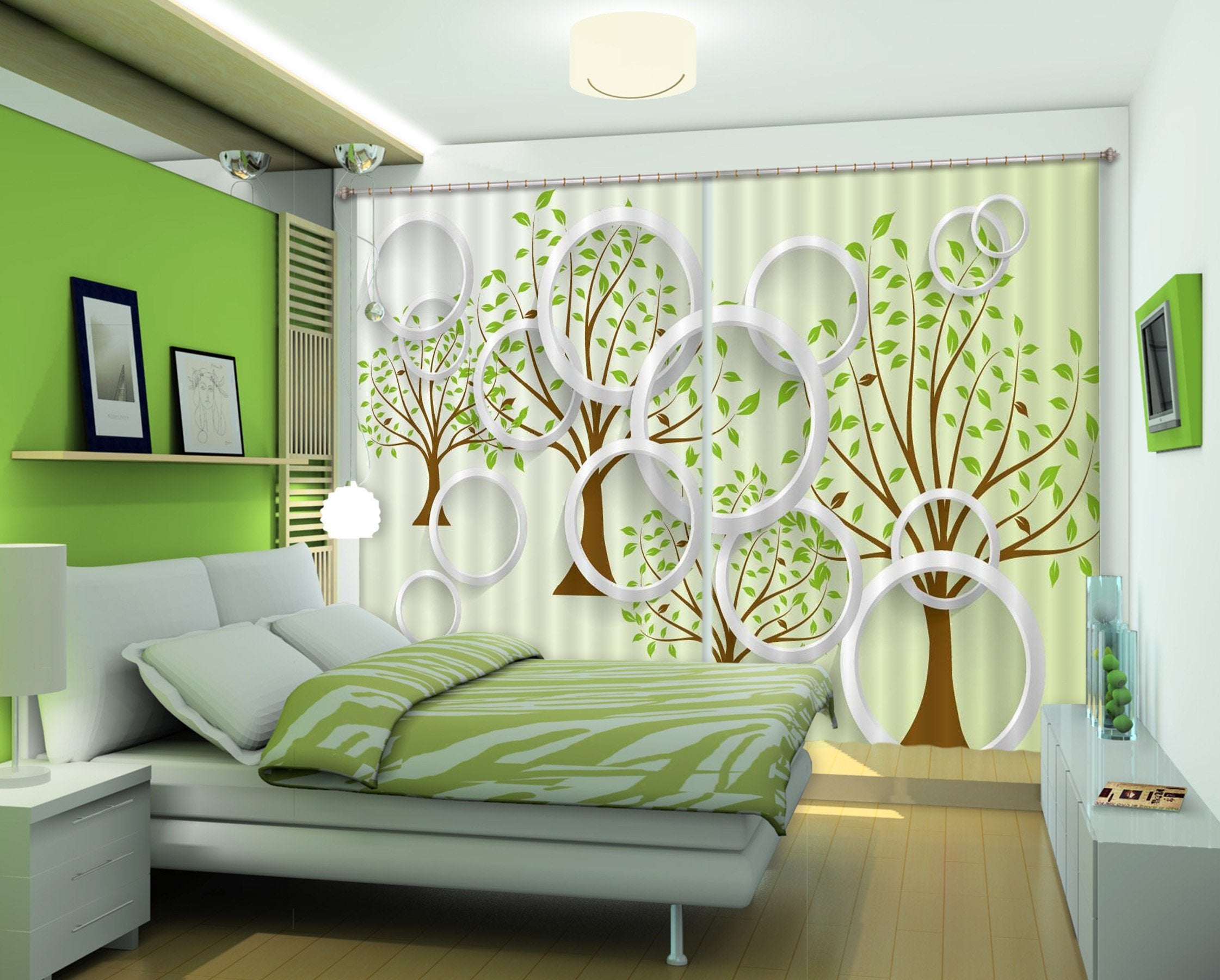 3D Trees And Rings 381 Curtains Drapes Wallpaper AJ Wallpaper