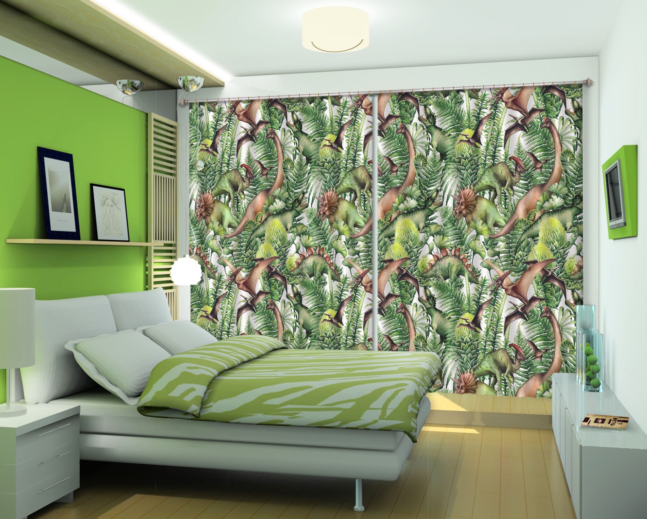 3D Cartoon Dinosa 166 Curtains Drapes Curtains AJ Creativity Home