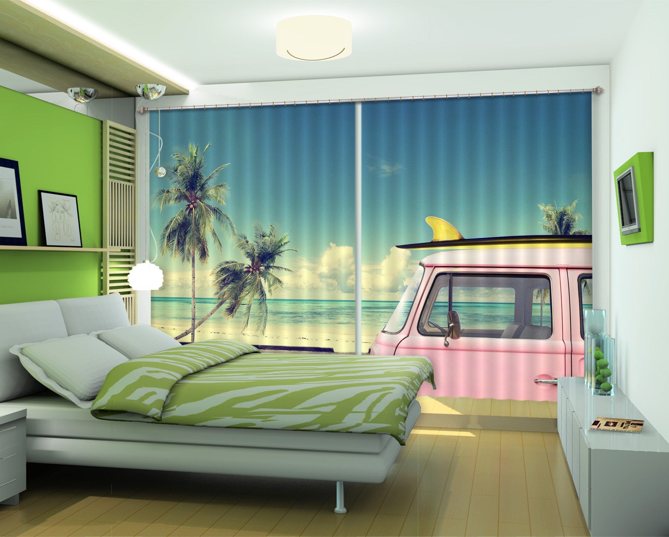 3D Seaside Road Car 467 Curtains Drapes Wallpaper AJ Wallpaper