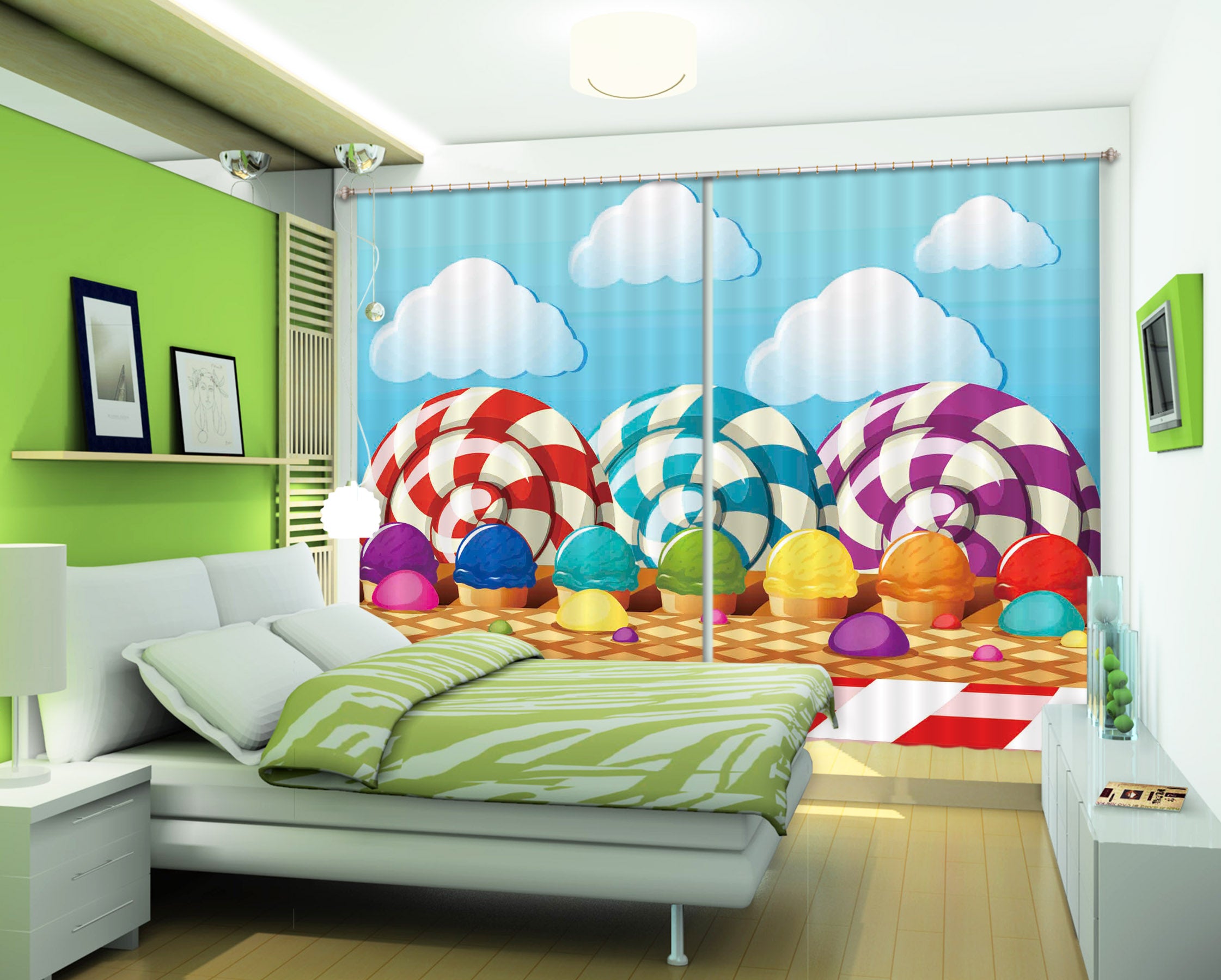 3D Lollipop Kingdom 721 Curtains Drapes