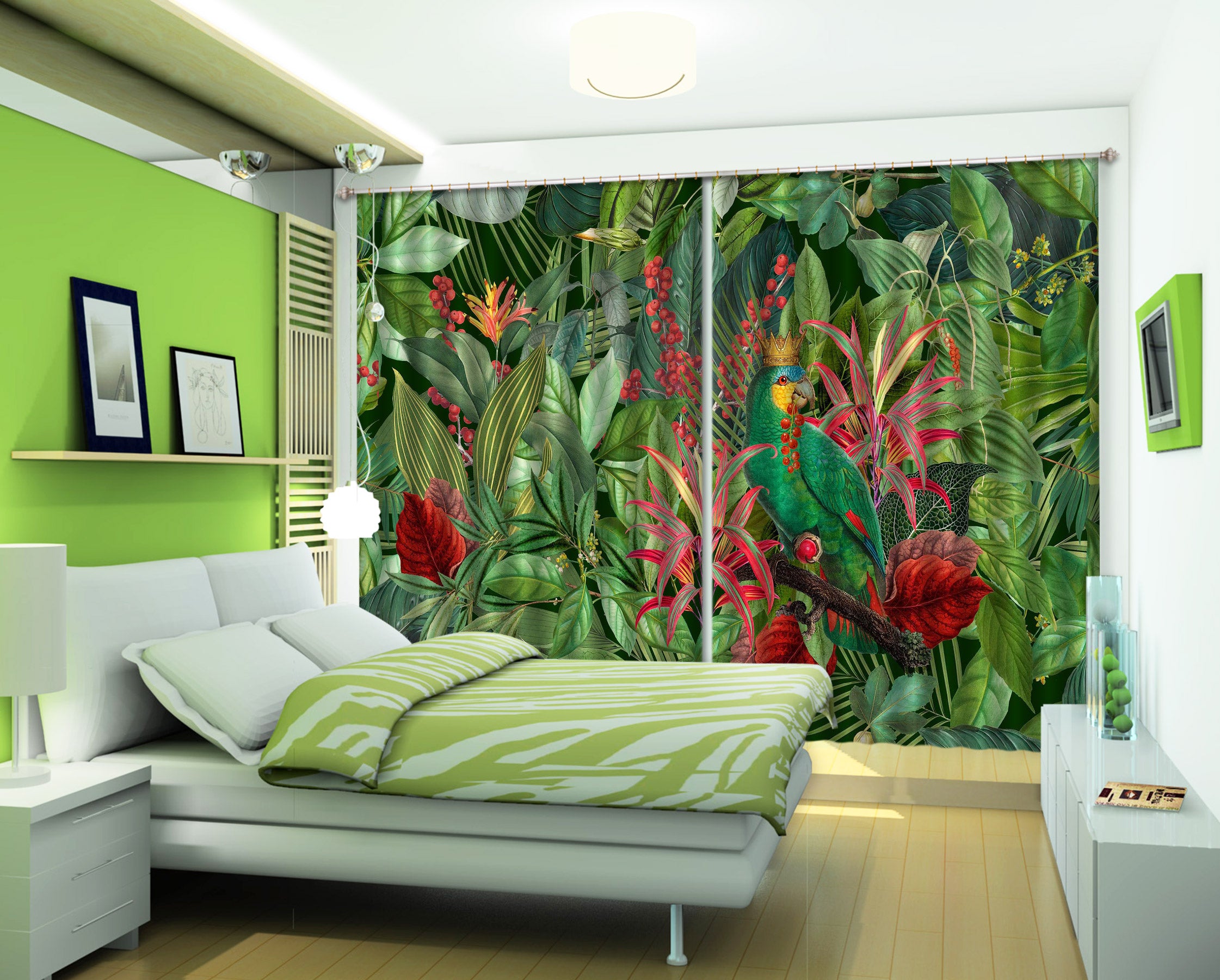 3D Parrot Crown 002 Andrea haase Curtain Curtains Drapes