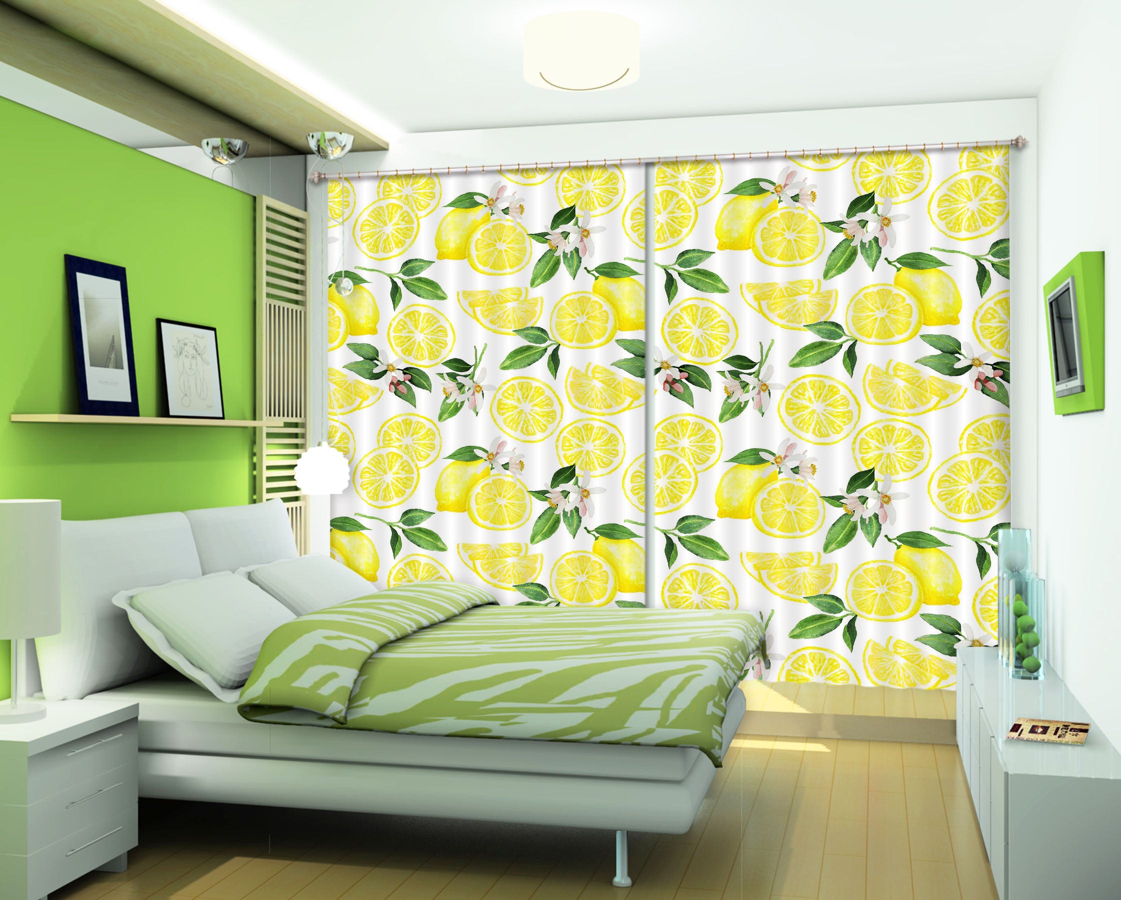 3D Lemon Blossom 217 Uta Naumann Curtain Curtains Drapes