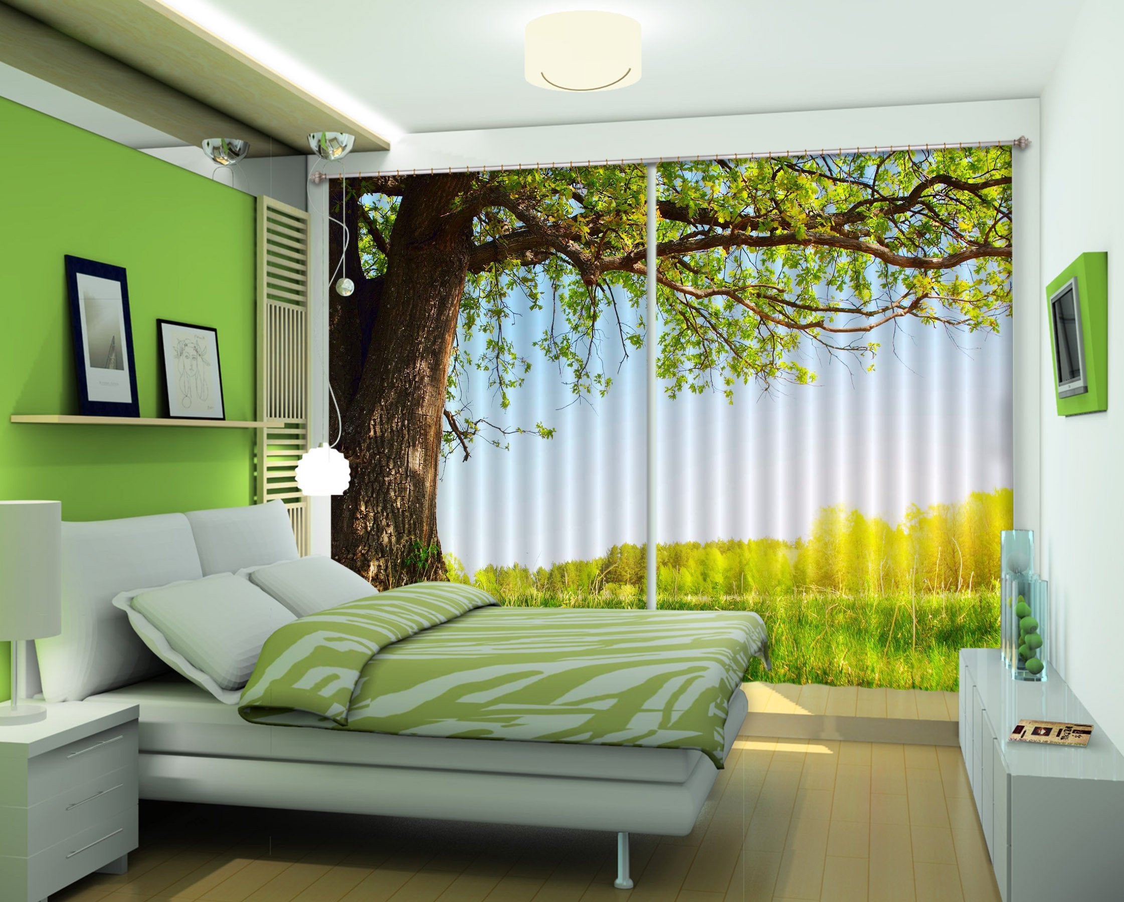 3D Lawn Tree 261 Curtains Drapes Wallpaper AJ Wallpaper