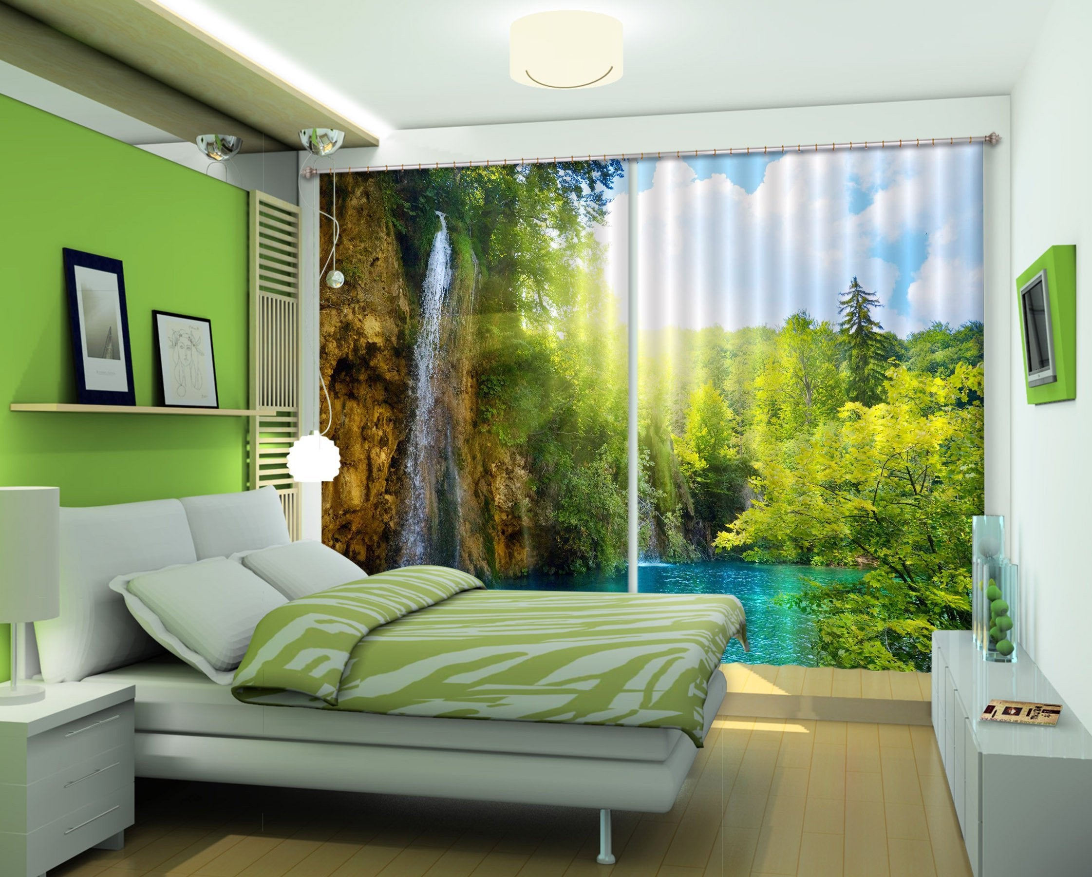 3D Lake Scenery 153 Curtains Drapes Wallpaper AJ Wallpaper