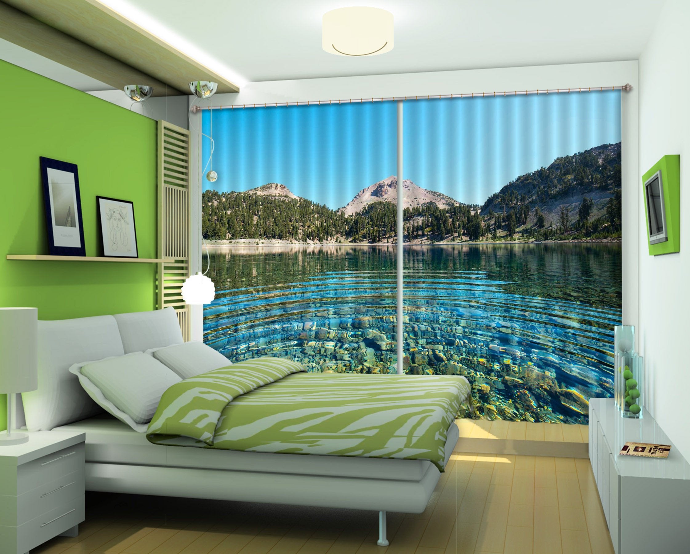 3D Clear Lake 30 Curtains Drapes Wallpaper AJ Wallpaper