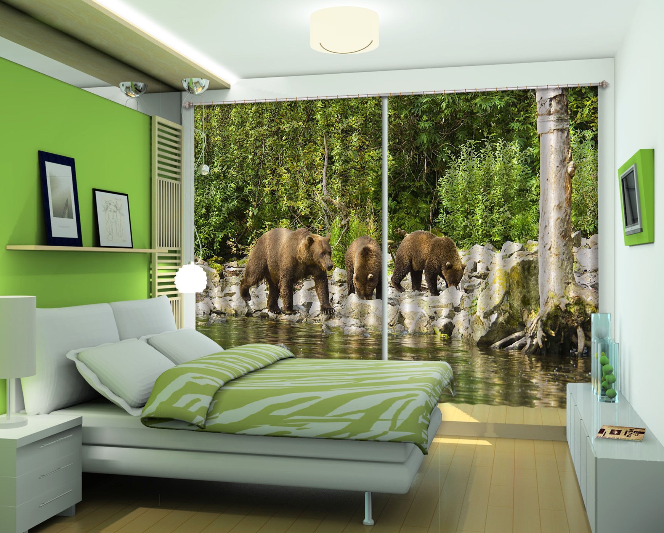 3D Funny Bears Curtains Drapes Wallpaper AJ Wallpaper