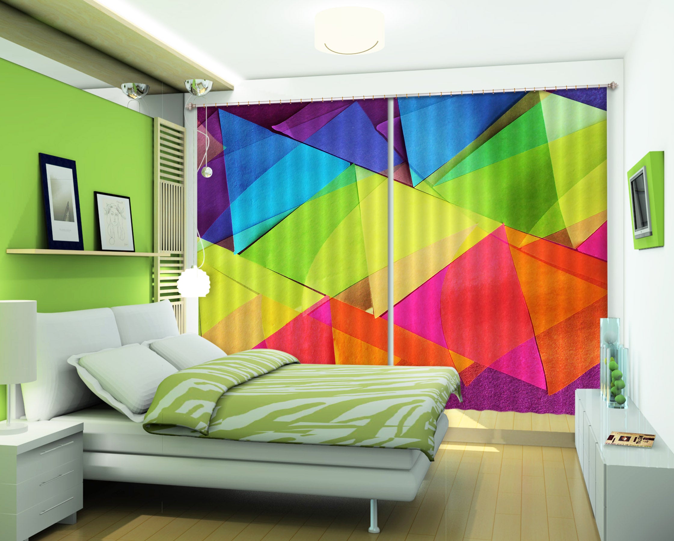 3D Colored Triangle 71060 Shandra Smith Curtain Curtains Drapes