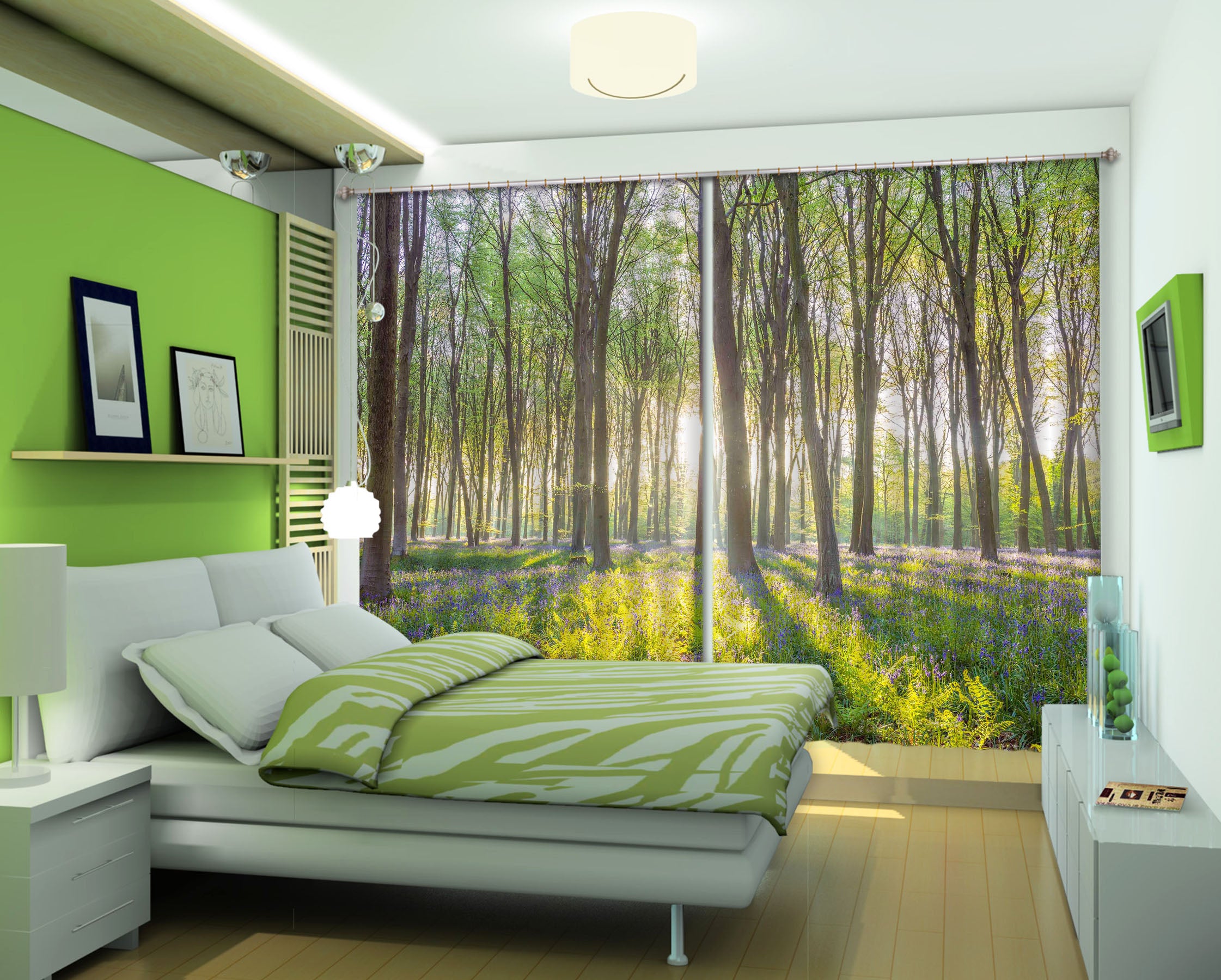 3D Sunset Forest 022 Assaf Frank Curtain Curtains Drapes