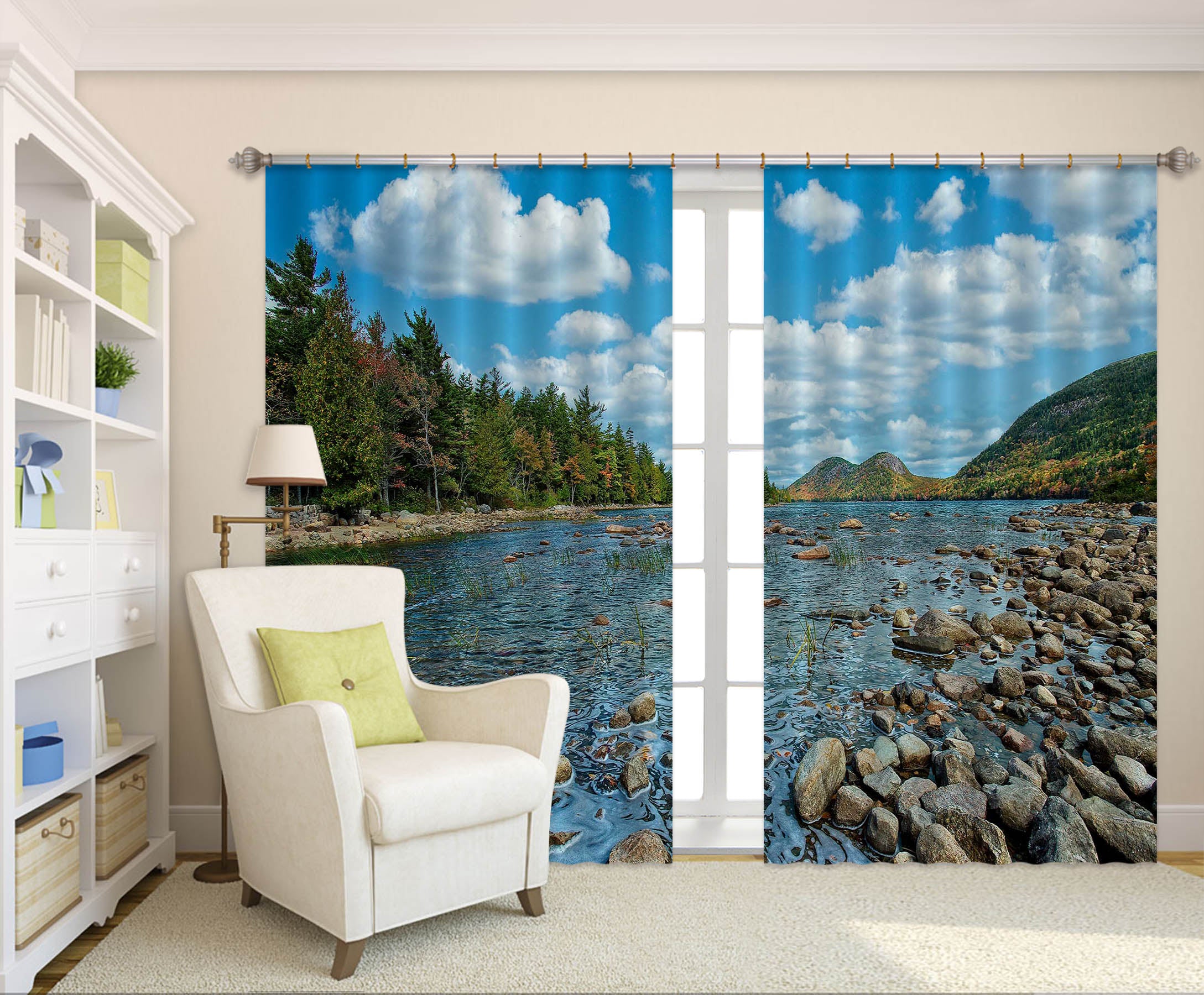 3D Small Stone Small River 62151 Kathy Barefield Curtain Curtains Drapes