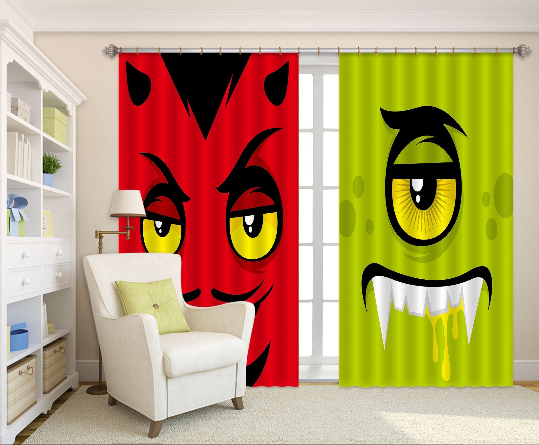 3D Funny Monster Pattern 2349 Curtains Drapes Wallpaper AJ Wallpaper