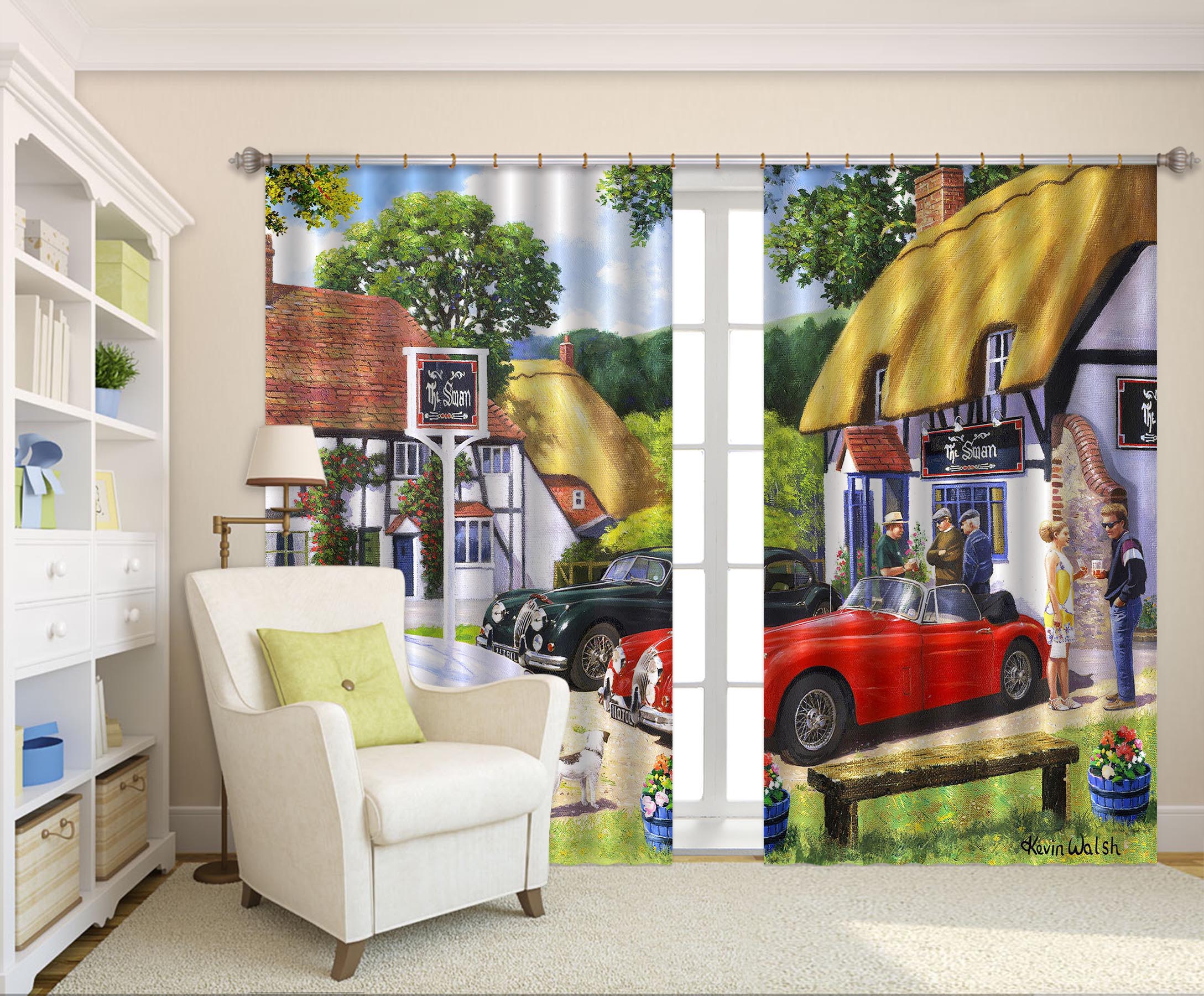3D House Car 145 Kevin Walsh Curtain Curtains Drapes