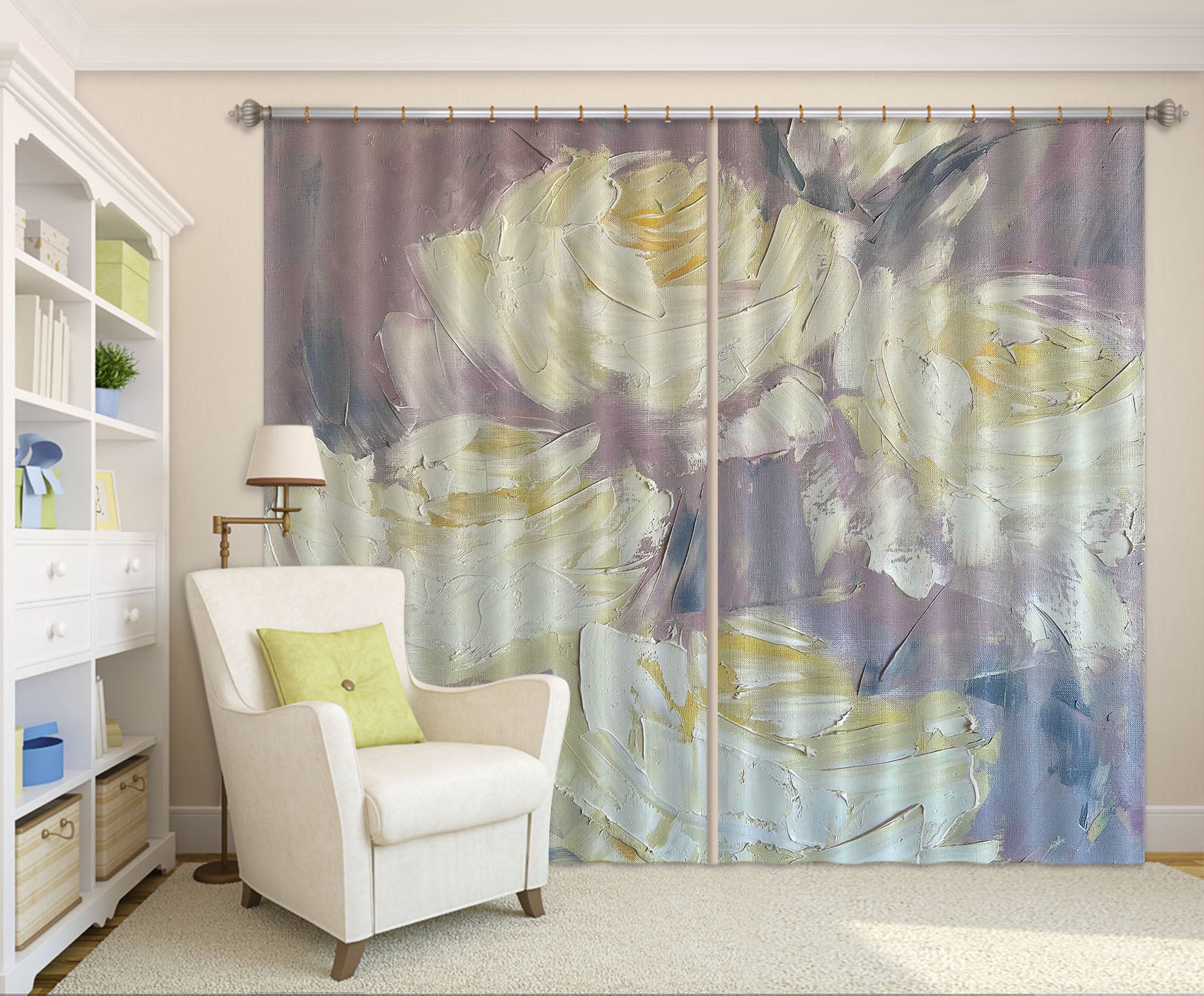 3D White Rose 3020 Skromova Marina Curtain Curtains Drapes