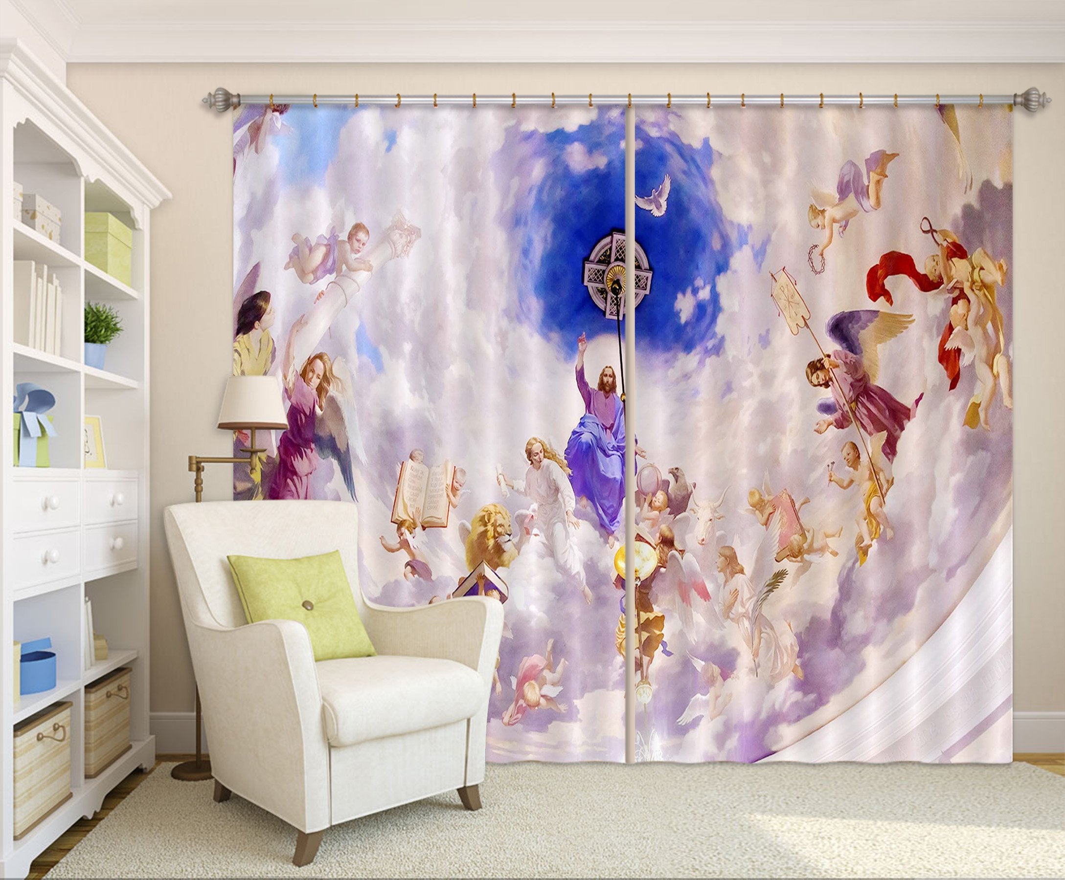 3D White Pigeon Reading 032 Curtains Drapes Curtains AJ Creativity Home
