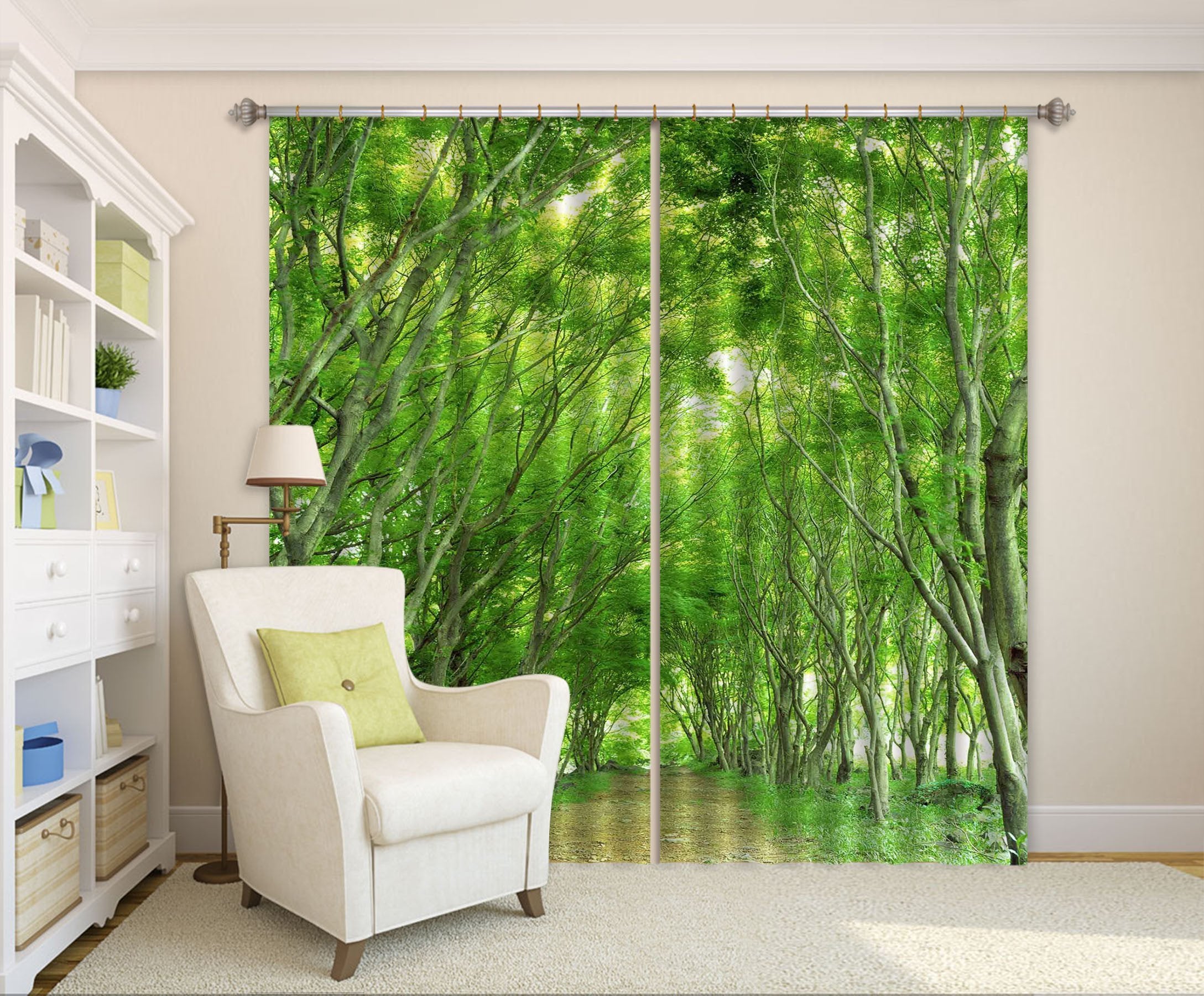 3D Roadside Trees Rows 191 Curtains Drapes Wallpaper AJ Wallpaper