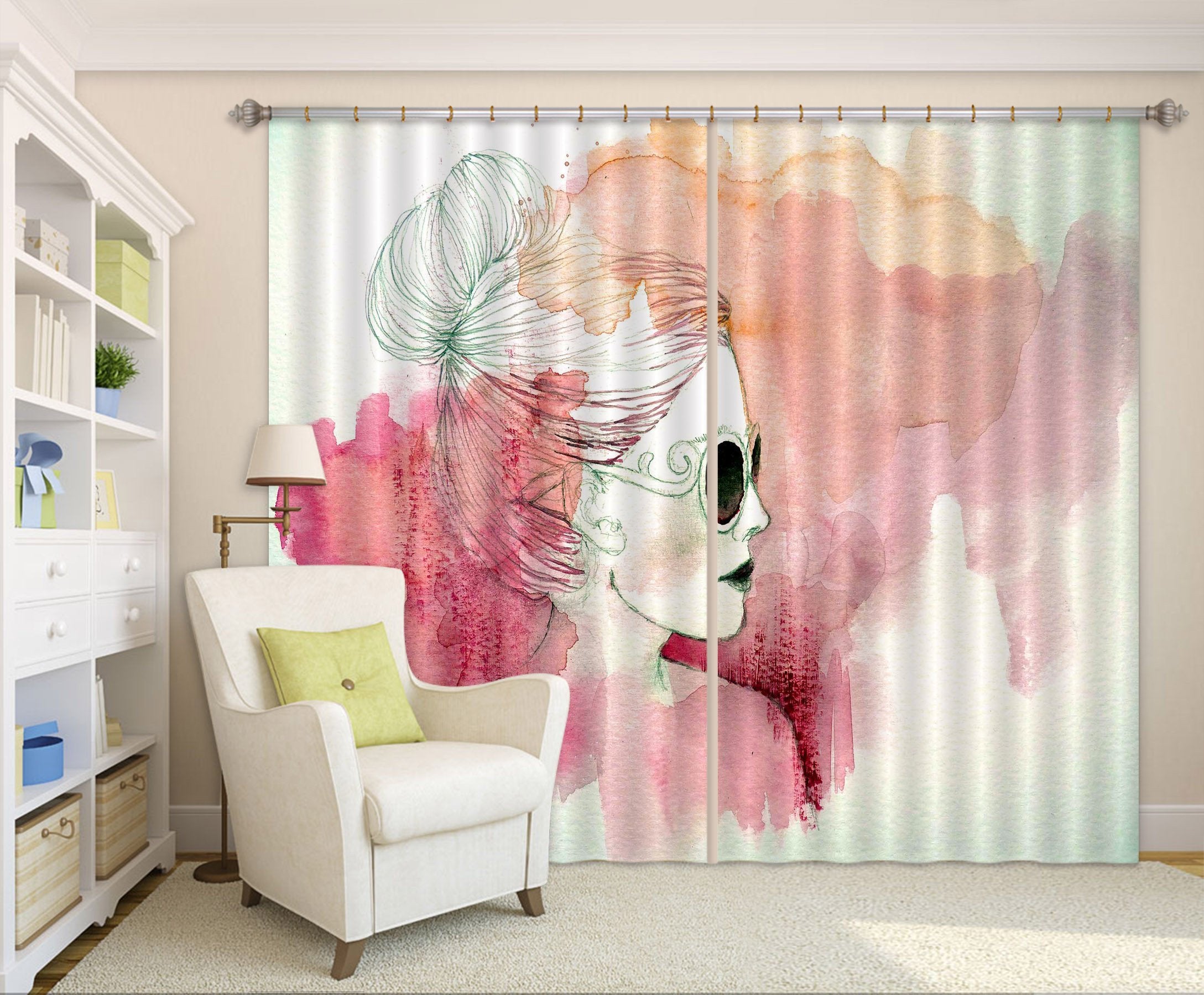 3D Watercolor Woman 24 Curtains Drapes Wallpaper AJ Wallpaper