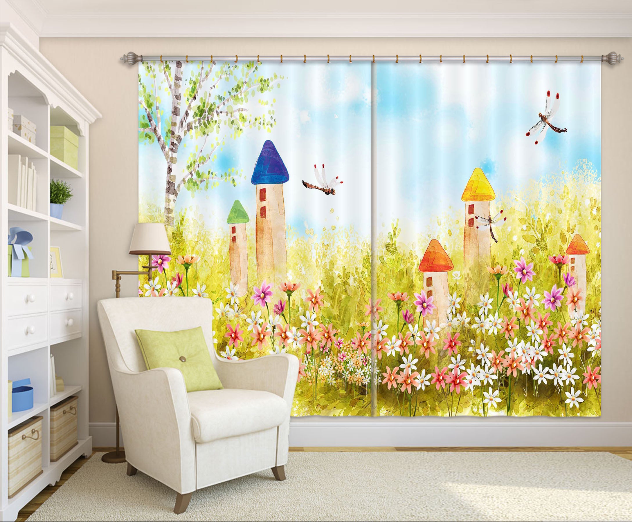 3D Colorful Garden 724 Curtains Drapes