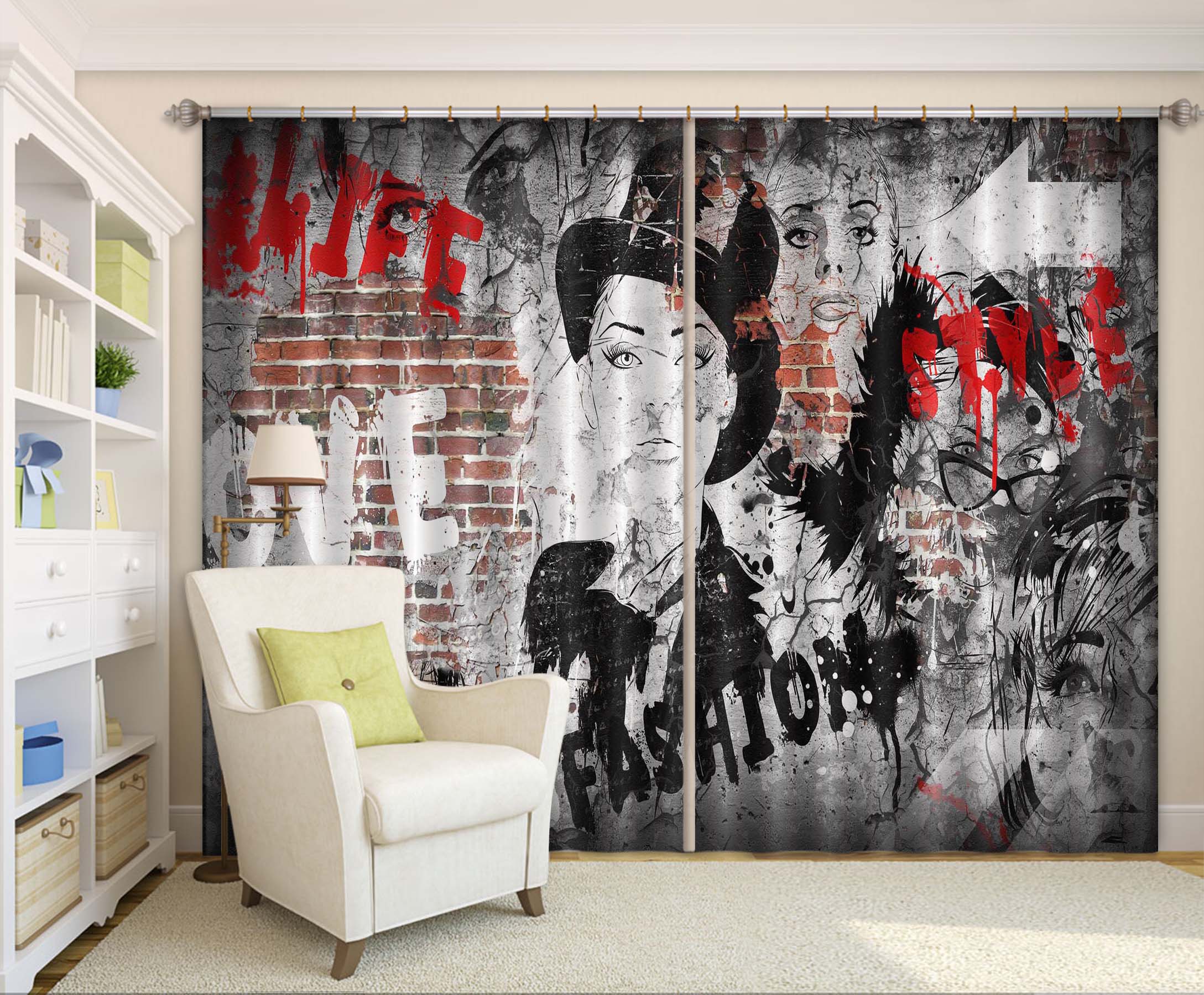 3D Doodle Avatar 706 Curtains Drapes