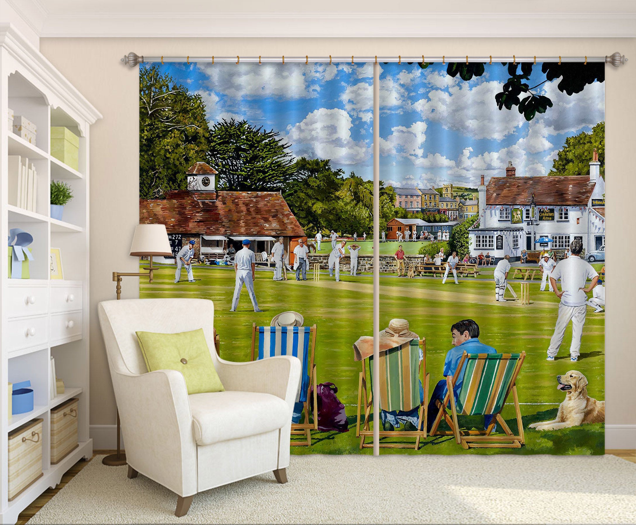 3D Lawn People Play 8942 Trevor Mitchell Curtain Curtains Drapes