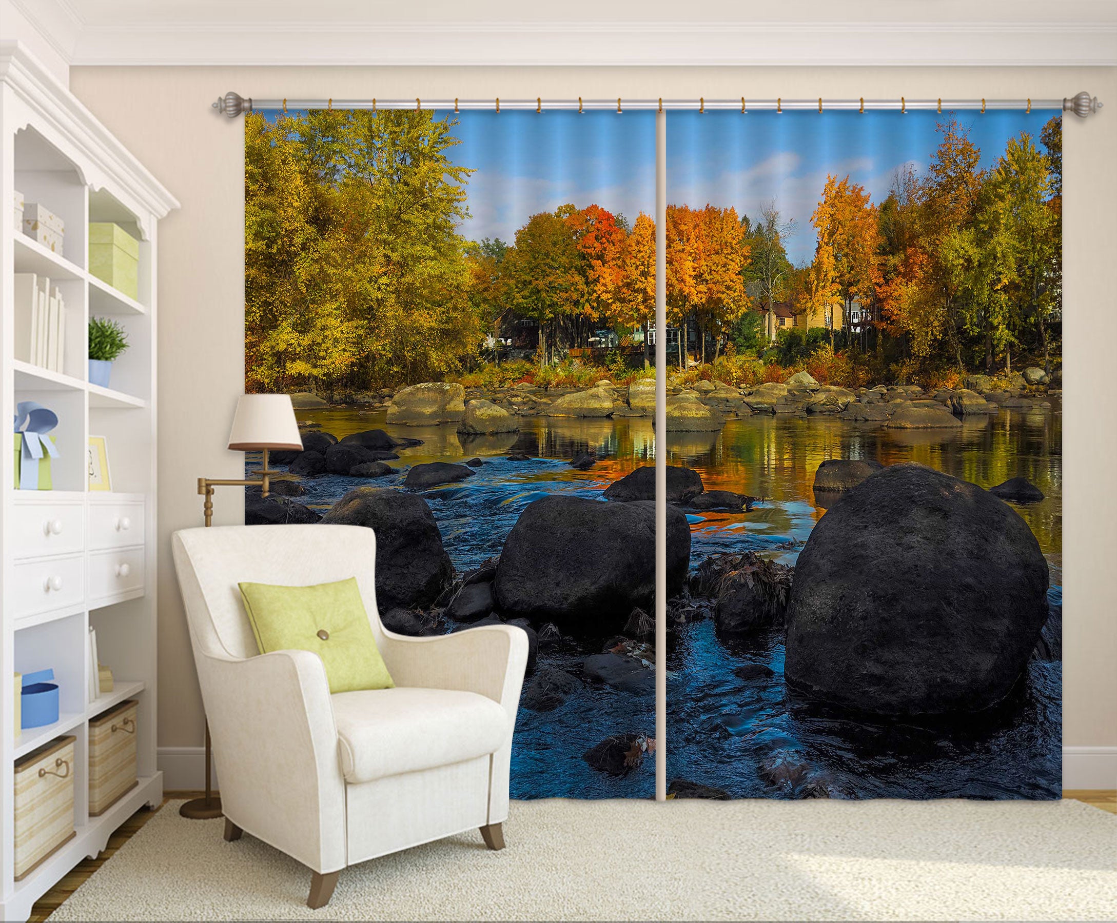 3D Park Stone River 014 Jerry LoFaro Curtain Curtains Drapes