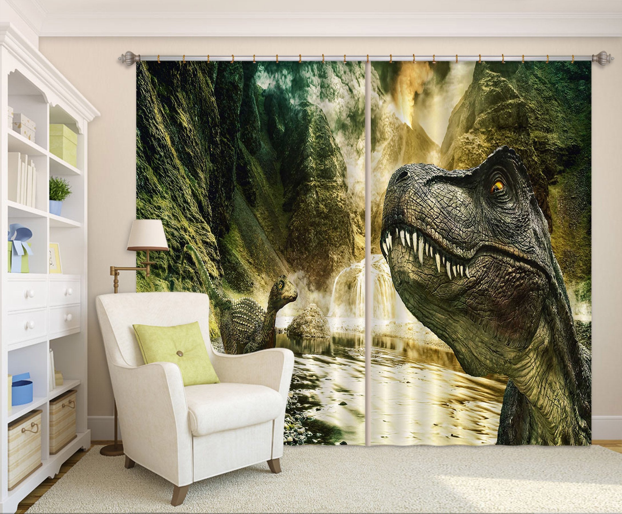 3D Volcanic Eruptions Dinosaur 135 Curtains Drapes Curtains AJ Creativity Home