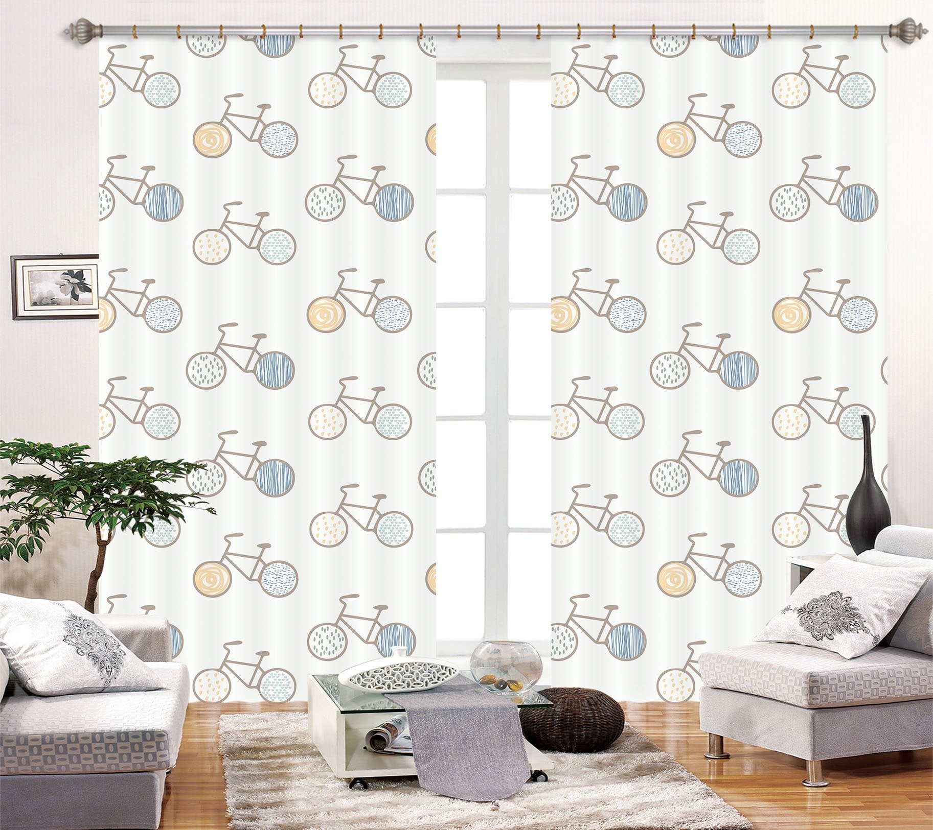3D Bike Pattern 037 Jillian Helvey Curtain Curtains Drapes Wallpaper AJ Wallpaper