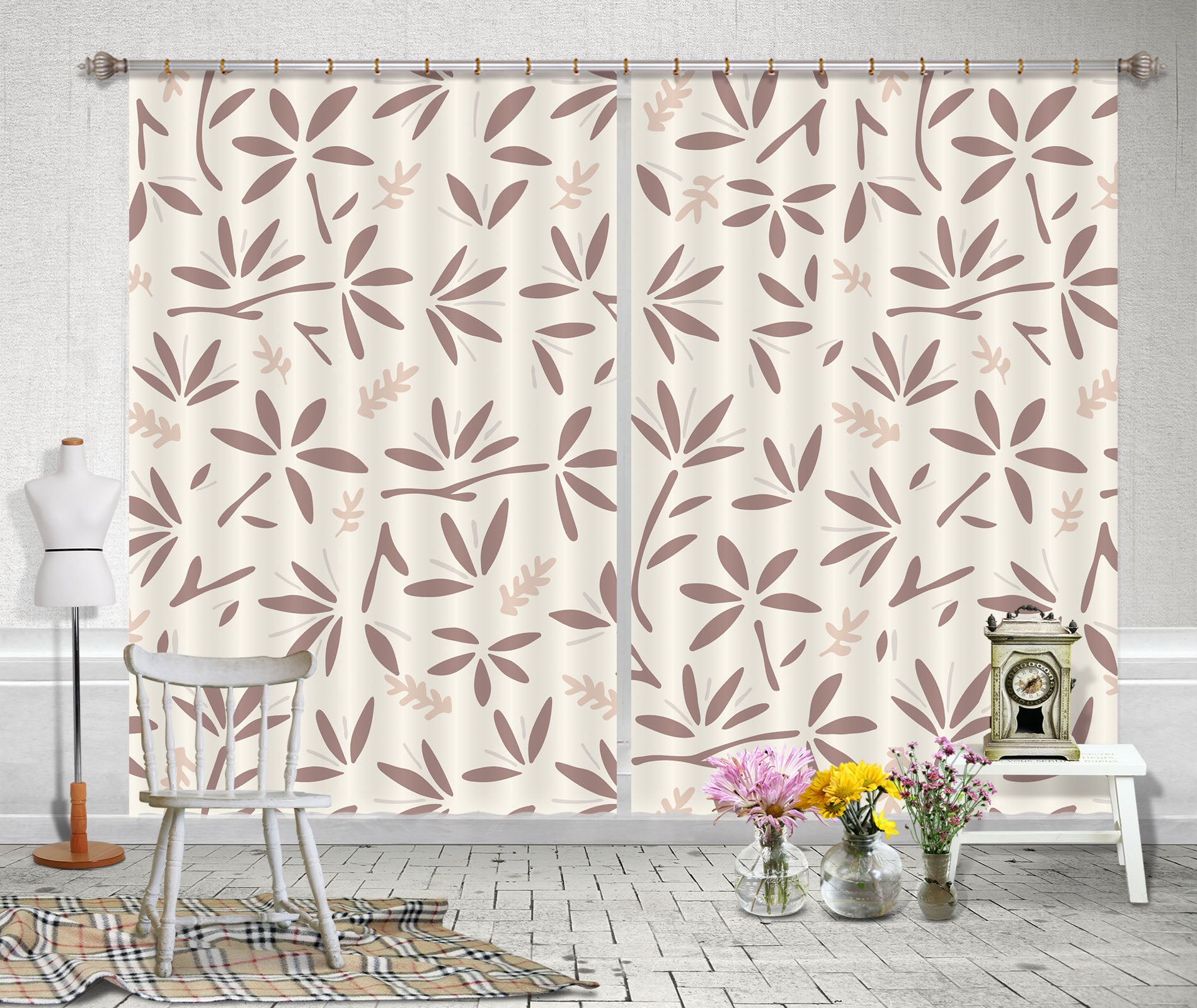 3D Green Plant 047 Jillian Helvey Curtain Curtains Drapes