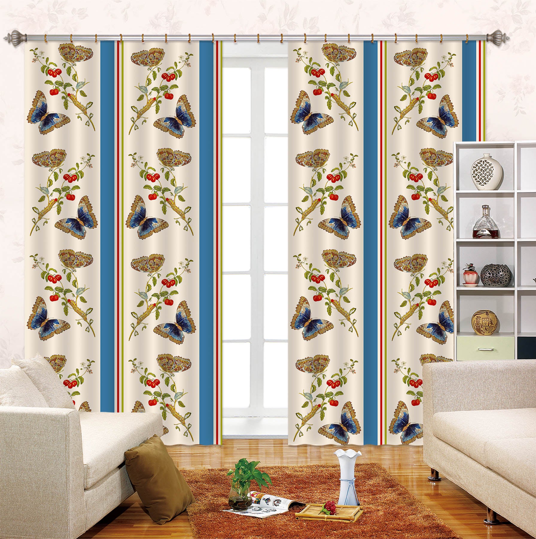 3D Butterfly Flying 174 Uta Naumann Curtain Curtains Drapes