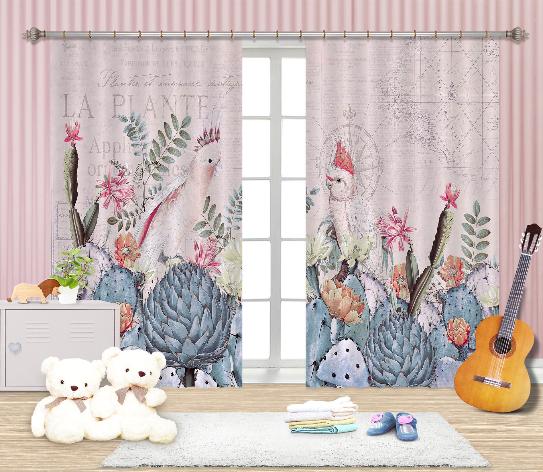 3D Flower Bird 051 Andrea haase Curtain Curtains Drapes