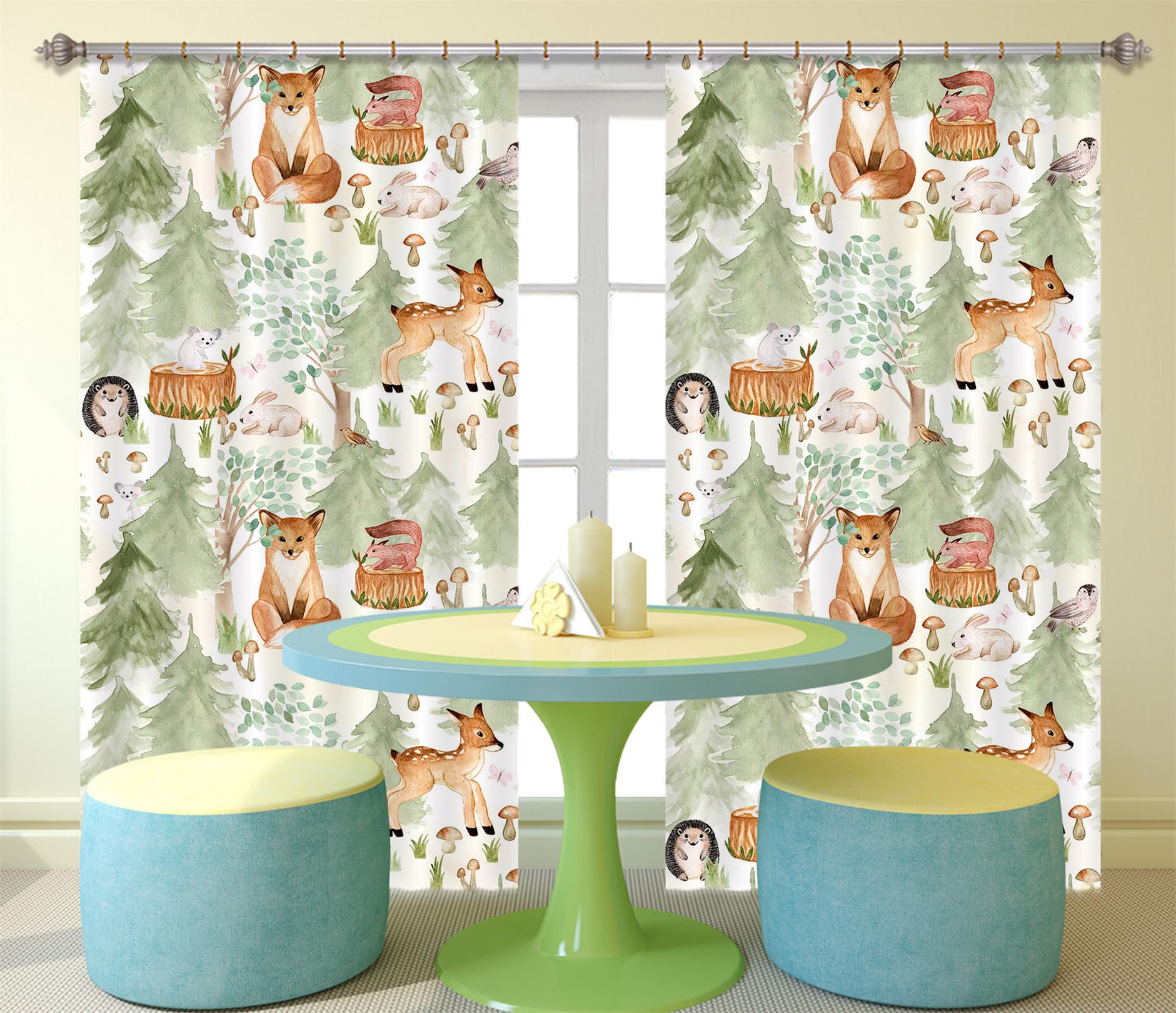 3D Deer Hedgehog 150 Uta Naumann Curtain Curtains Drapes