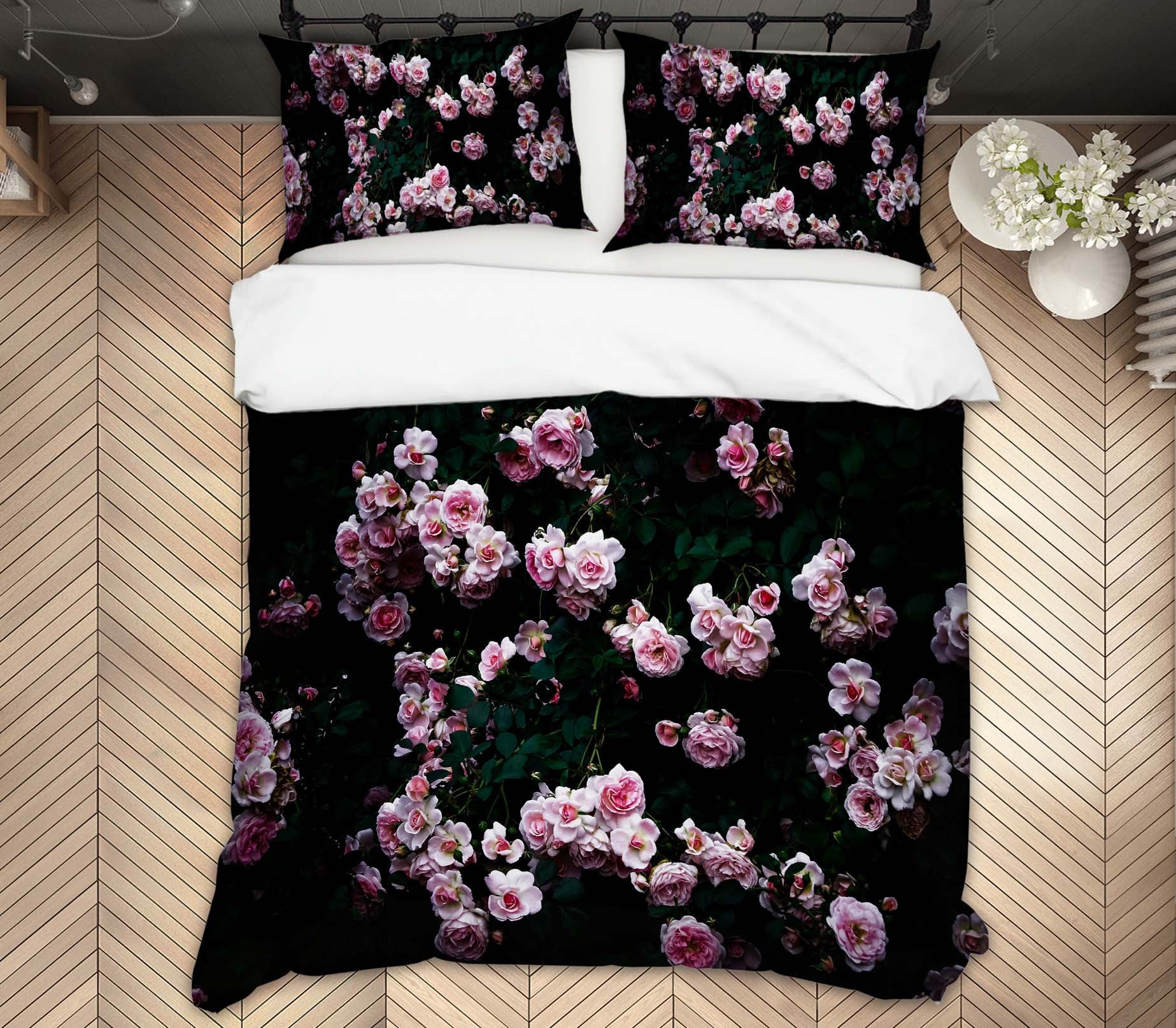 3D Pink Rose 2007 Noirblanc777 Bedding Bed Pillowcases Quilt