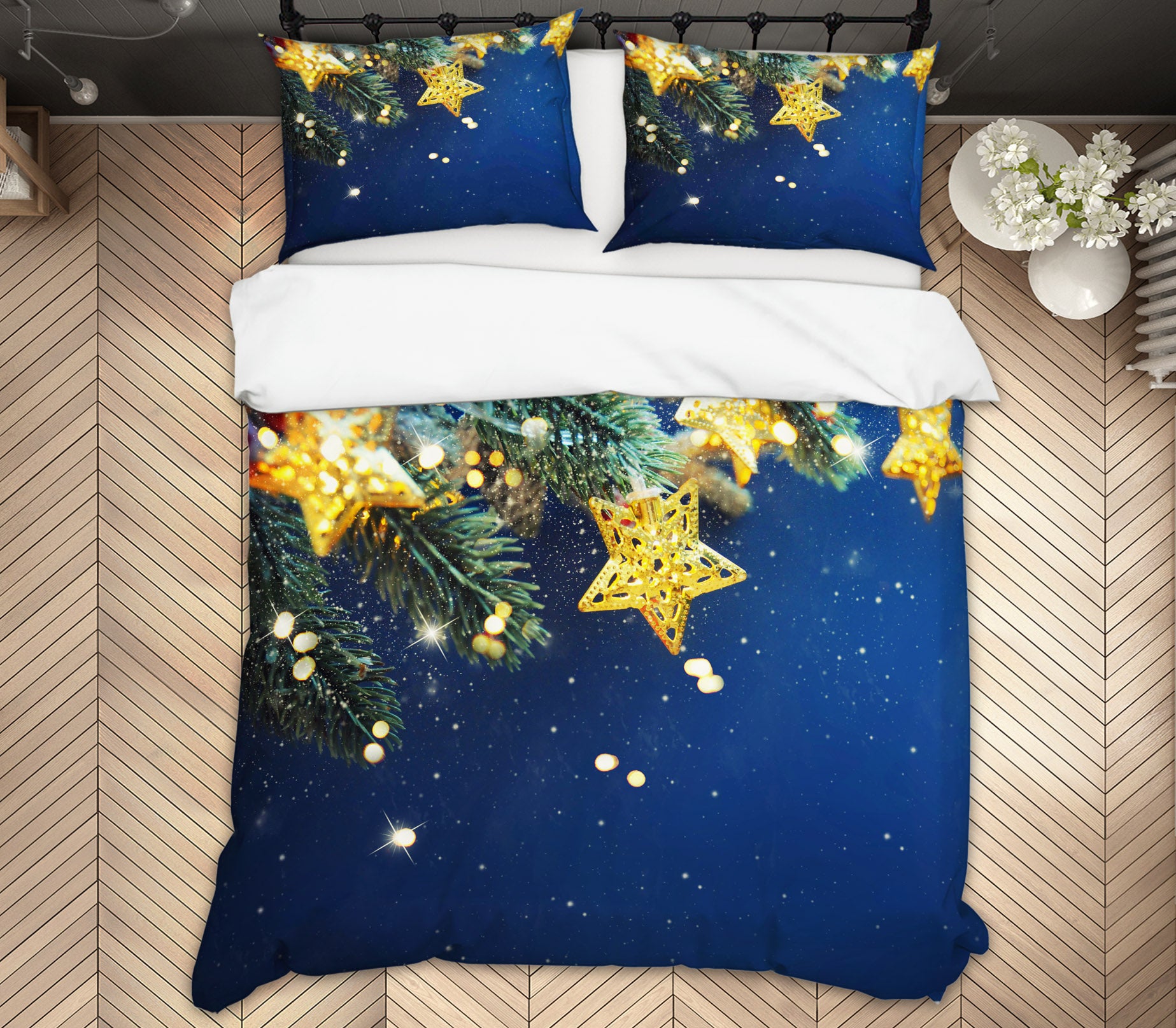 3D Five-Pointed Star 52258 Christmas Quilt Duvet Cover Xmas Bed Pillowcases