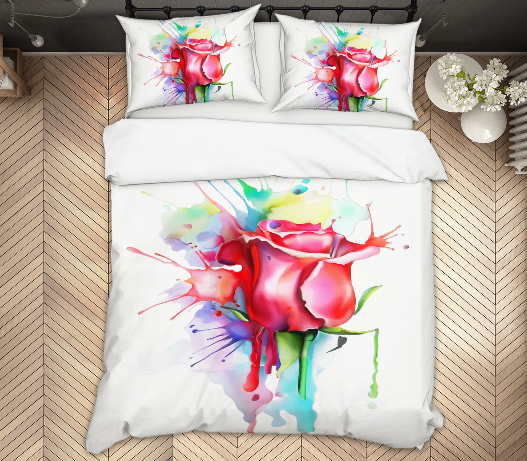 3D Red Rose 63238 Bed Pillowcases Quilt