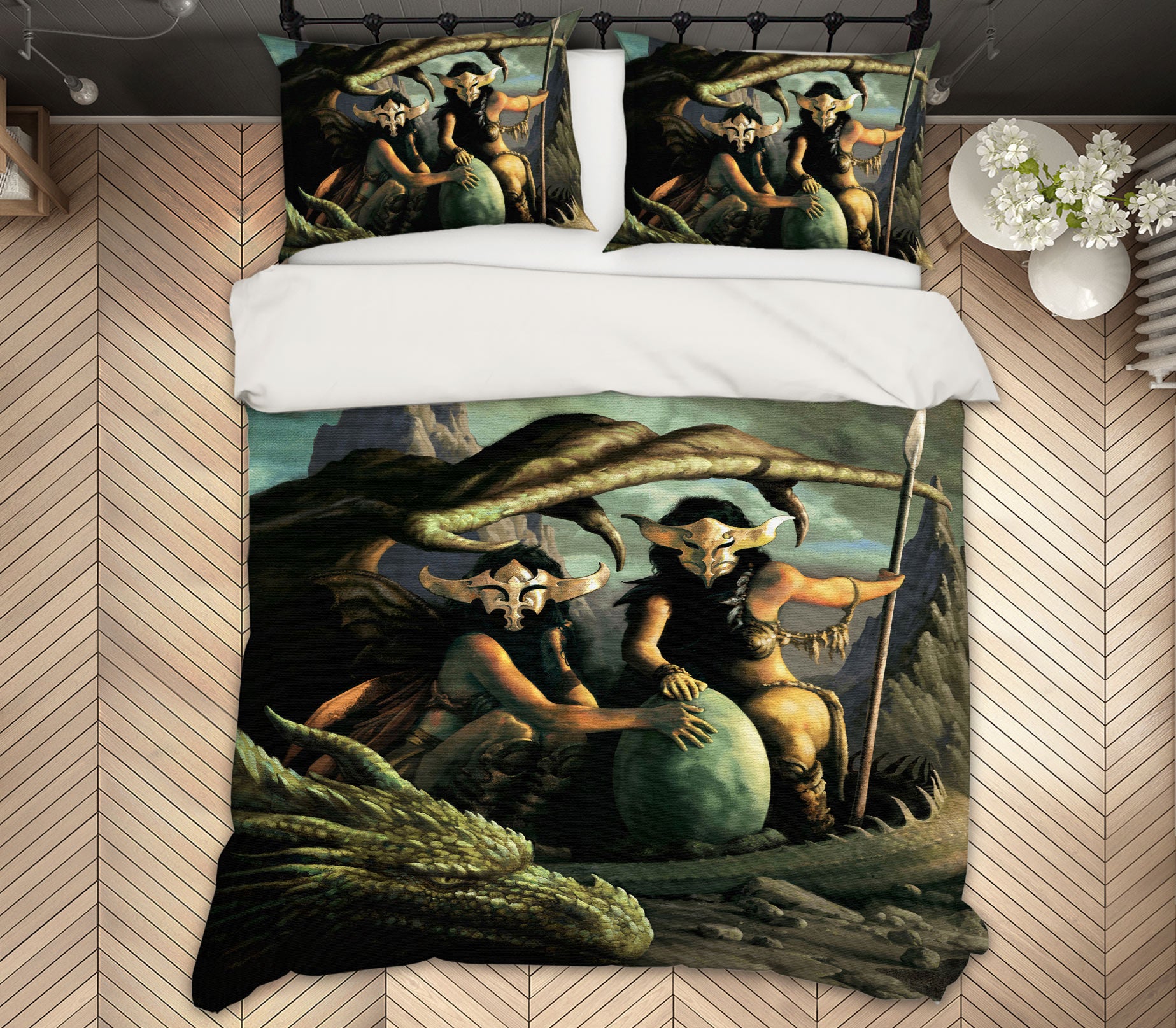3D Mask Man Dragon Egg 6215 Ciruelo Bedding Bed Pillowcases Quilt