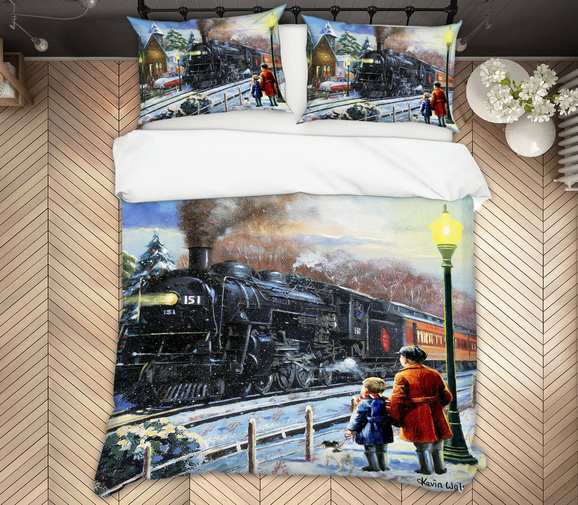 3D Steam Train 12526 Kevin Walsh Bedding Bed Pillowcases Quilt