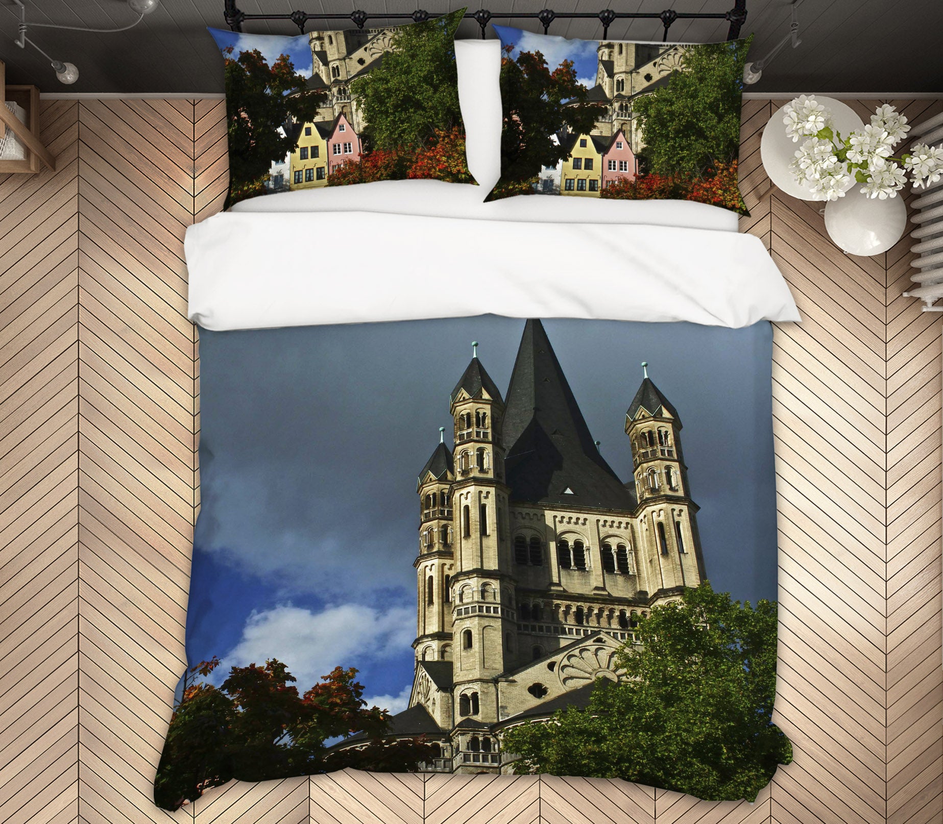 3D Hilltop castle 2113 Kathy Barefield Bedding Bed Pillowcases Quilt