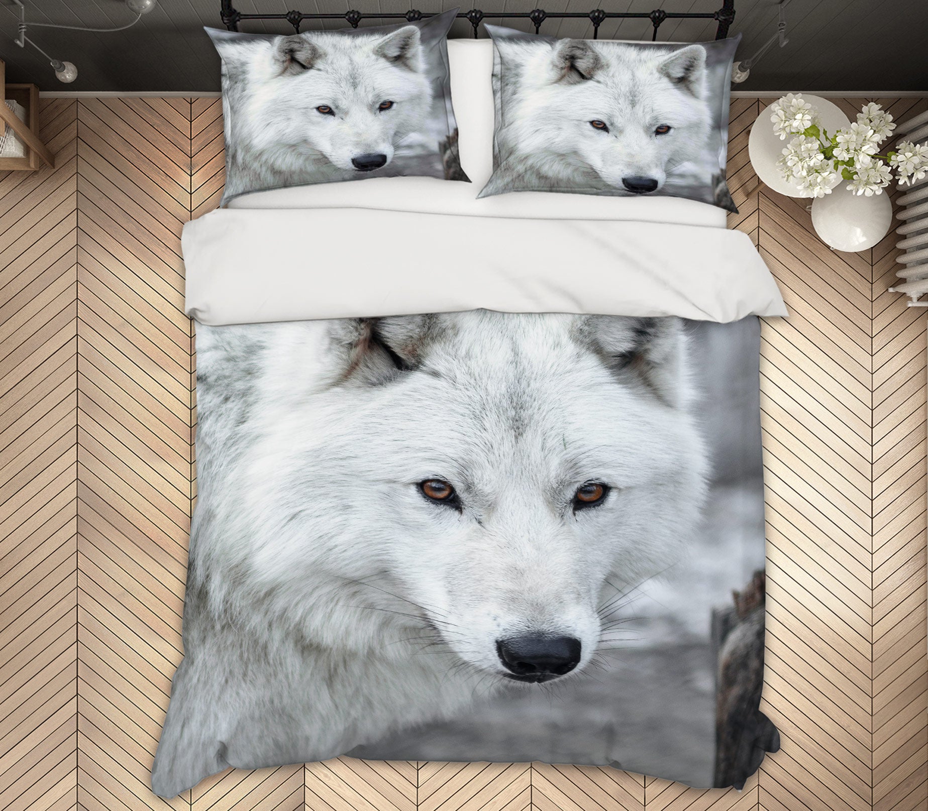 3D White Wolf 72030 Bed Pillowcases Quilt