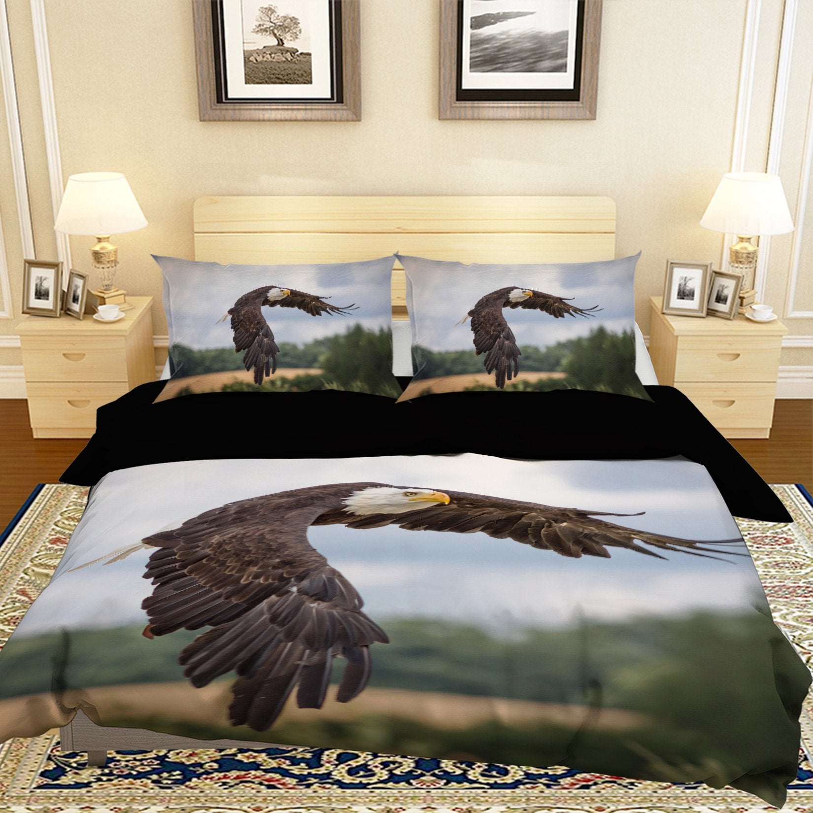 3D Eagle Spreading Wings 1910 Bed Pillowcases Quilt Quiet Covers AJ Creativity Home