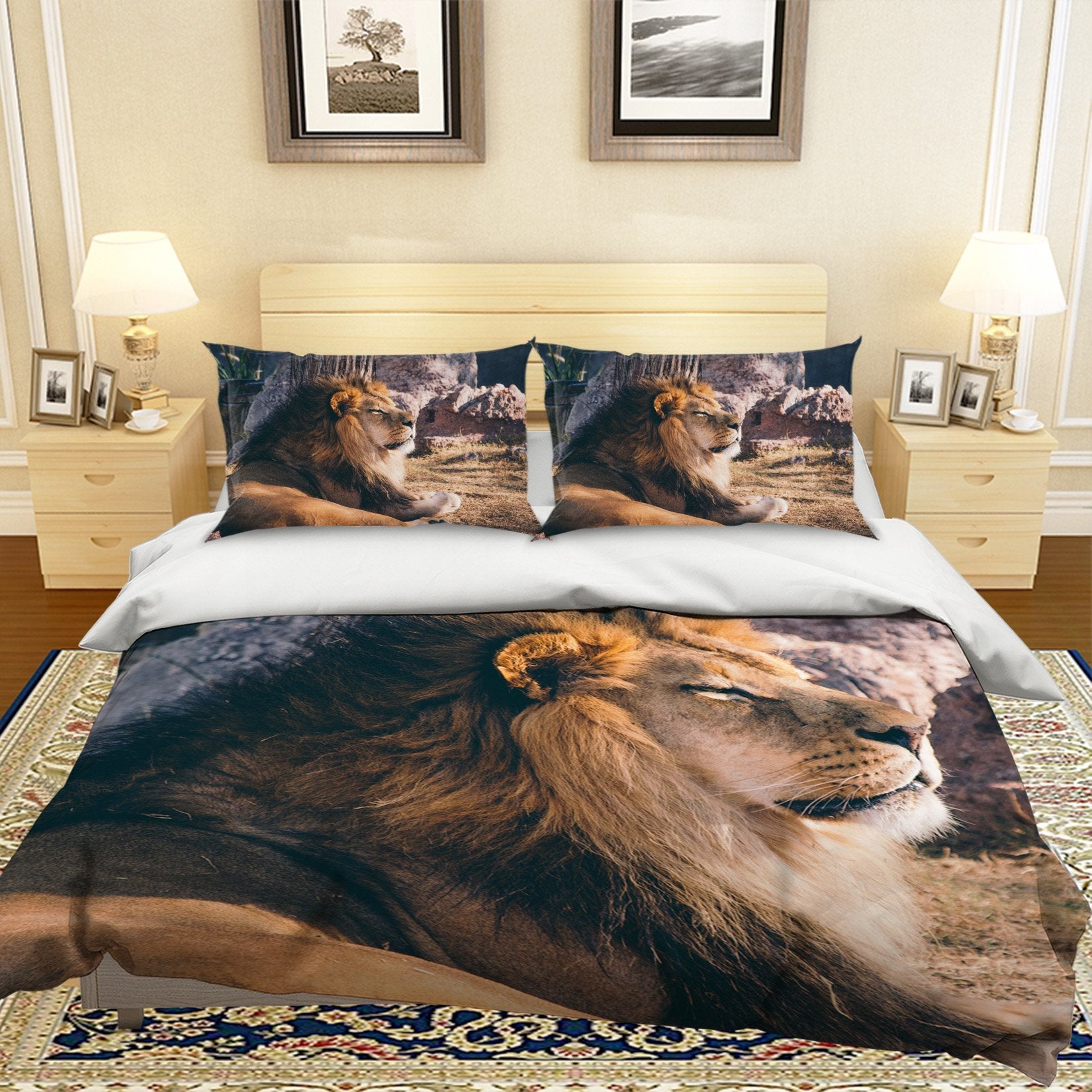3D Lion 1973 Bed Pillowcases Quilt Quiet Covers AJ Creativity Home