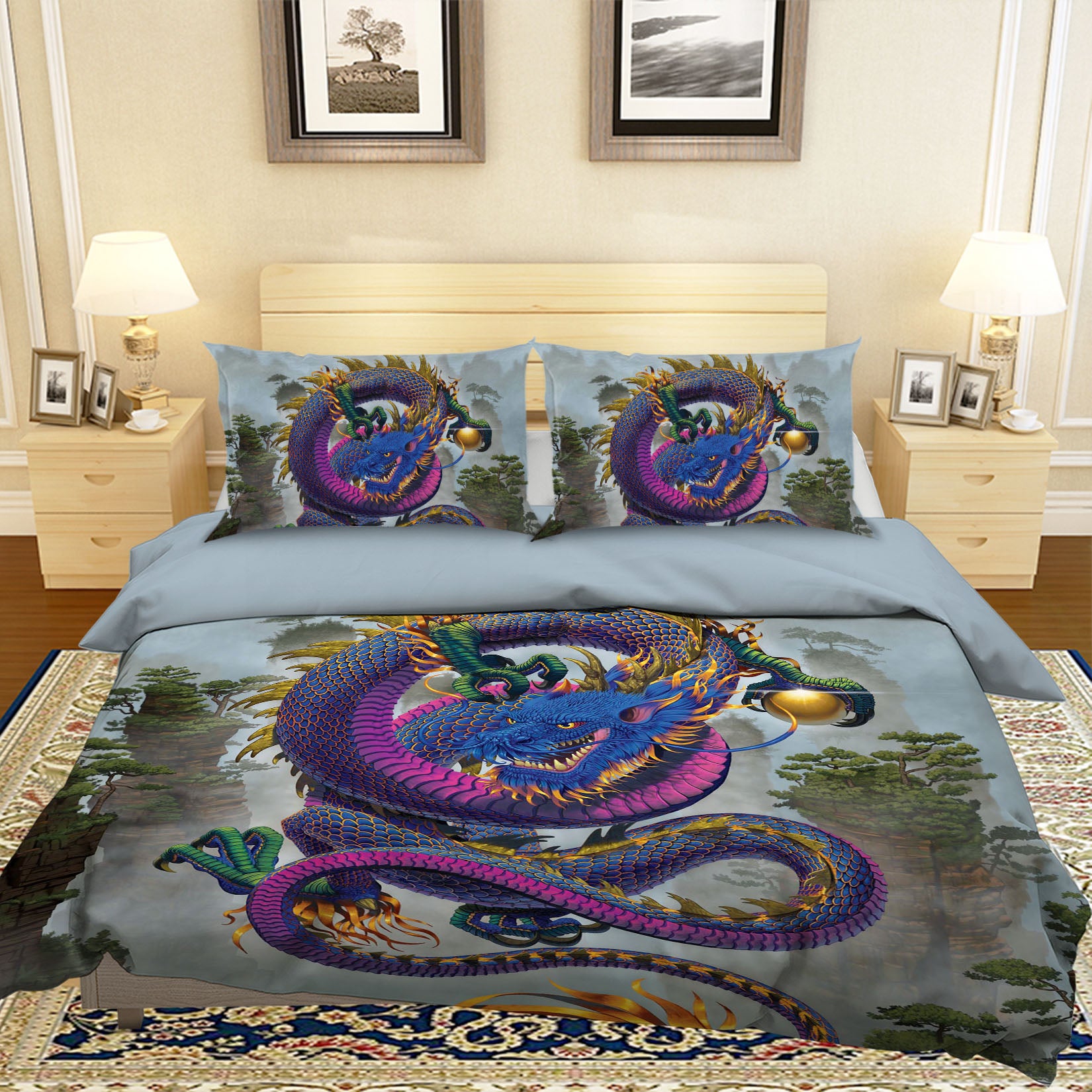 3D Good Fortune Dragon Def 048 Bed Pillowcases Quilt Exclusive Designer Vincent