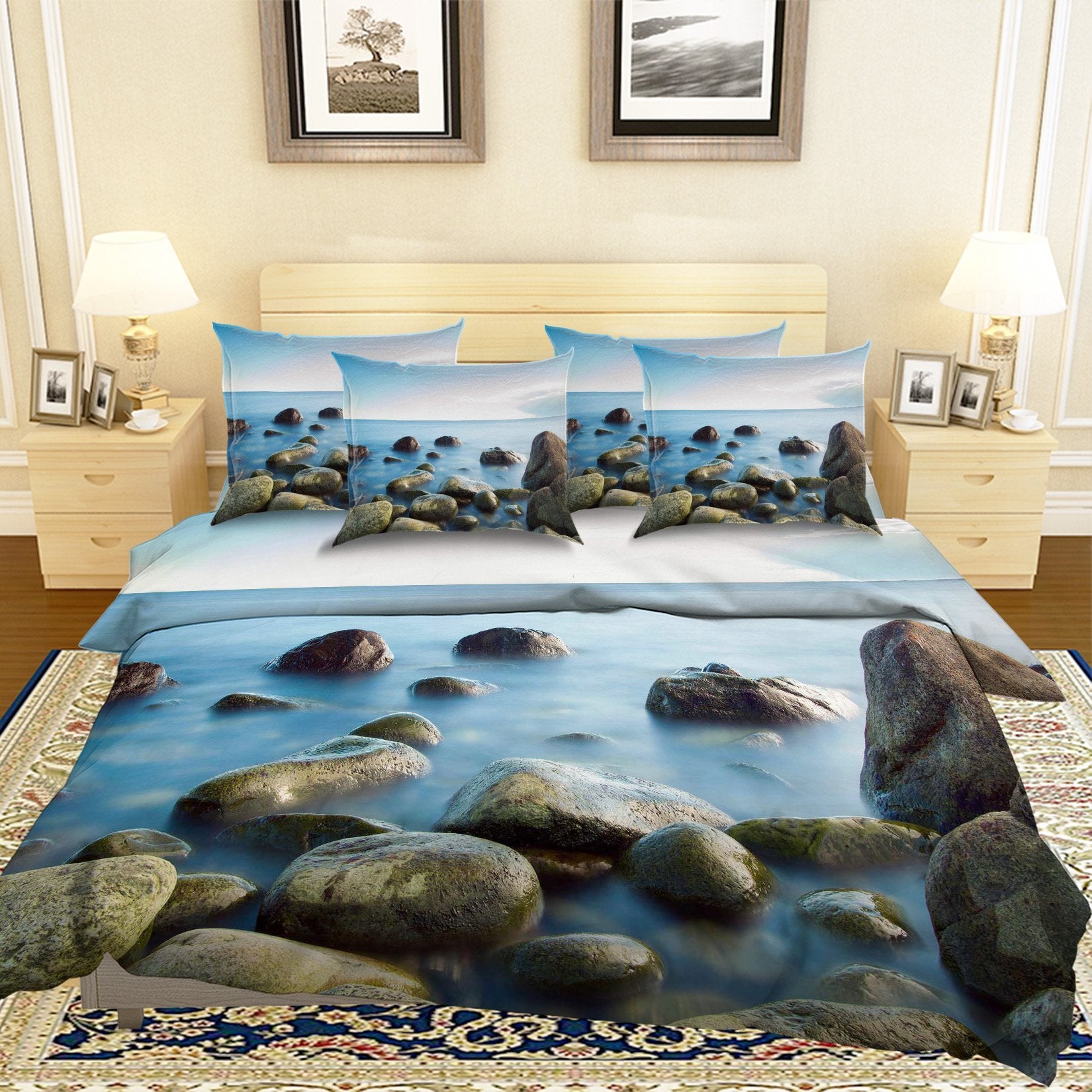 3D Sea Stones 83 Bed Pillowcases Quilt Wallpaper AJ Wallpaper