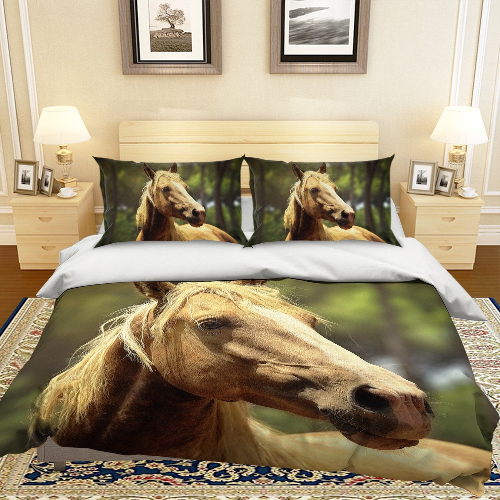 3D Horse Lying 1959 Bed Pillowcases Quilt Quiet Covers AJ Creativity Home