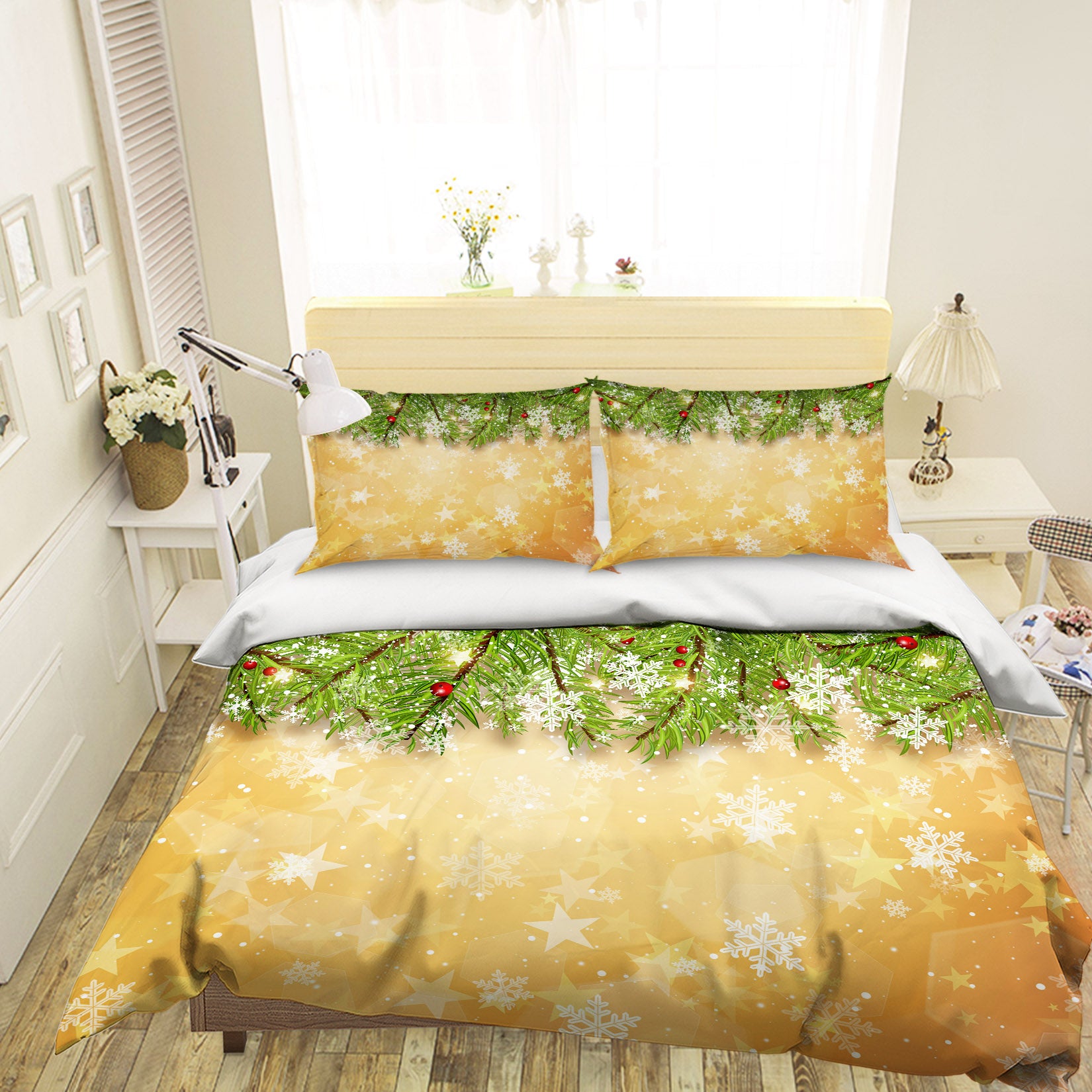 3D Branches Snowflake 52213 Christmas Quilt Duvet Cover Xmas Bed Pillowcases