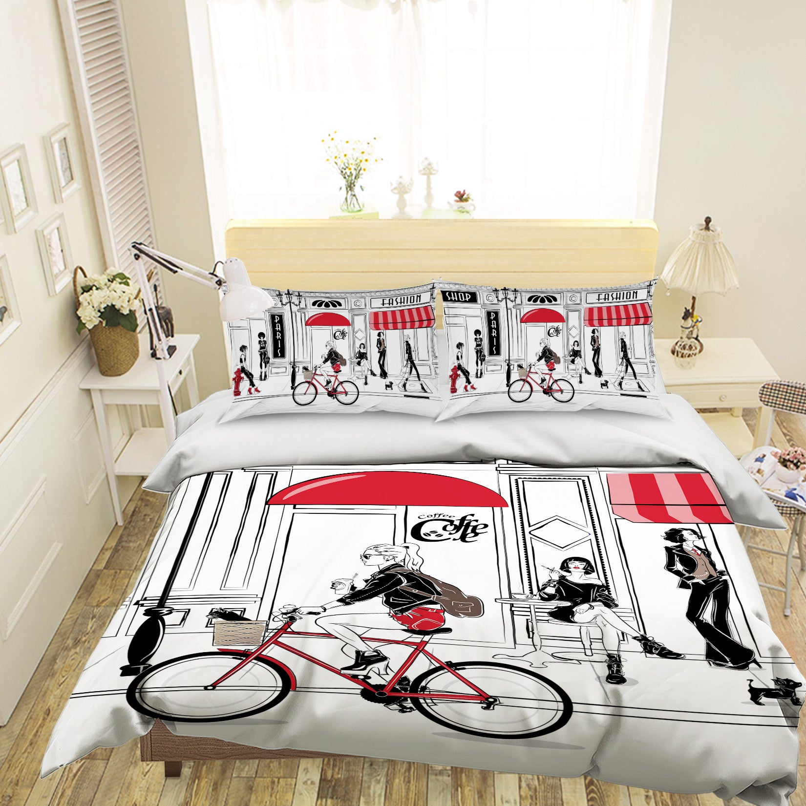 3D Bicycle Woman 061 Bed Pillowcases Quilt
