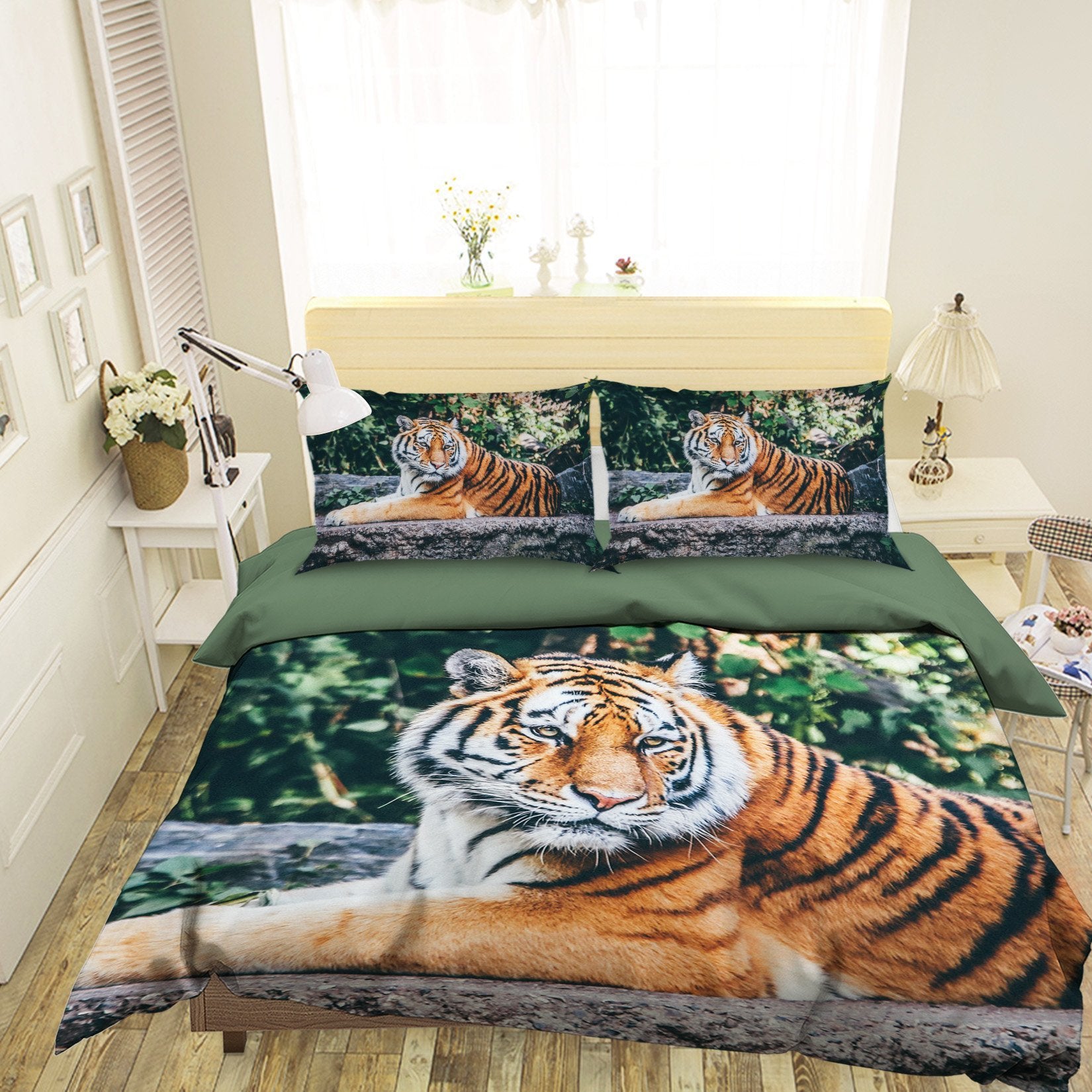 3D Tiger 1916 Bed Pillowcases Quilt Quiet Covers AJ Creativity Home