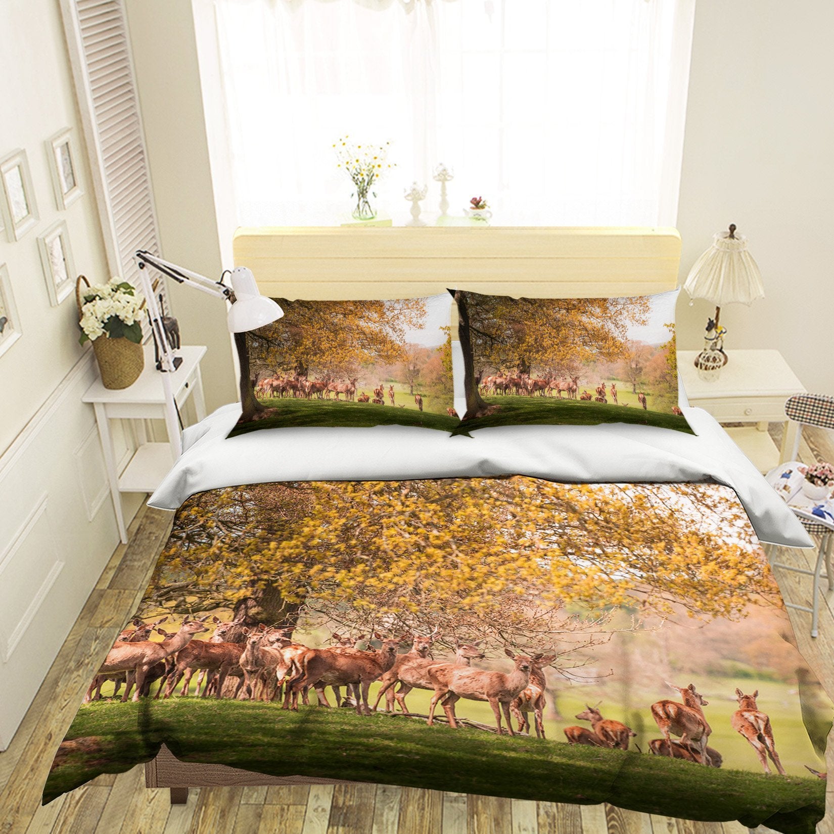 3D Forest Deer 2010 Bed Pillowcases Quilt Quiet Covers AJ Creativity Home